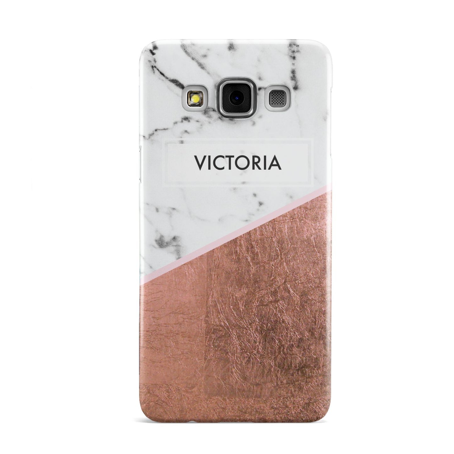 Personalised Marble Rose Gold Name Initials Samsung Galaxy A3 Case