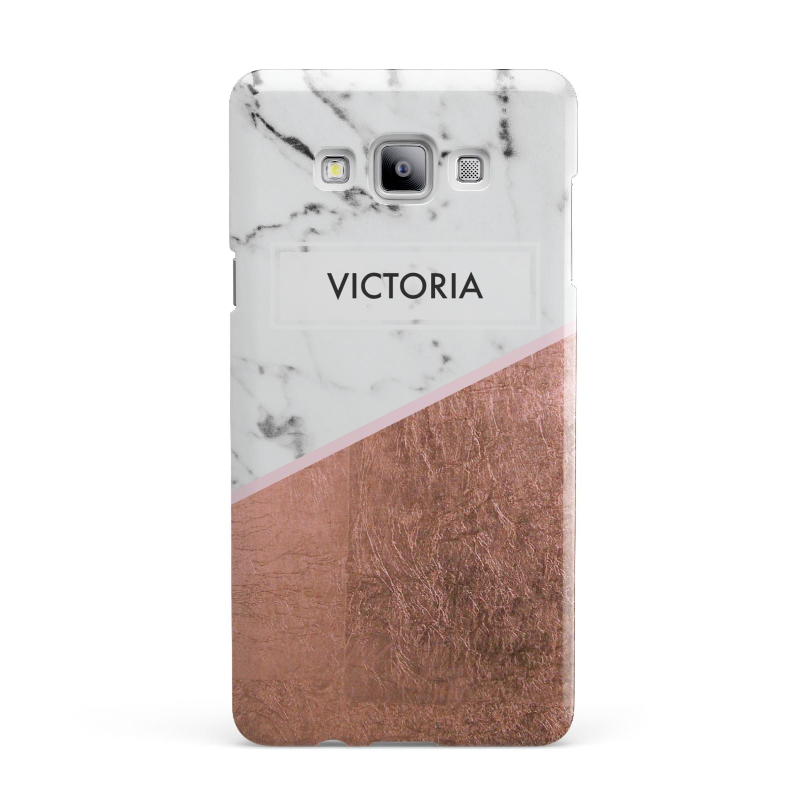 Personalised Marble Rose Gold Name Initials Samsung Galaxy A7 2015 Case