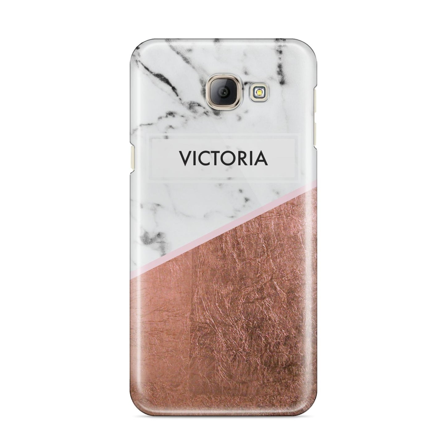 Personalised Marble Rose Gold Name Initials Samsung Galaxy A8 2016 Case