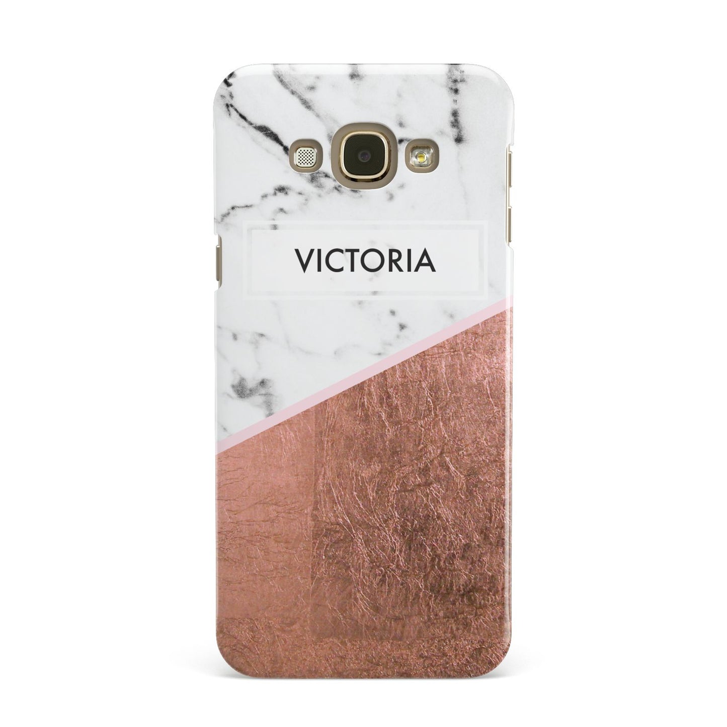 Personalised Marble Rose Gold Name Initials Samsung Galaxy A8 Case