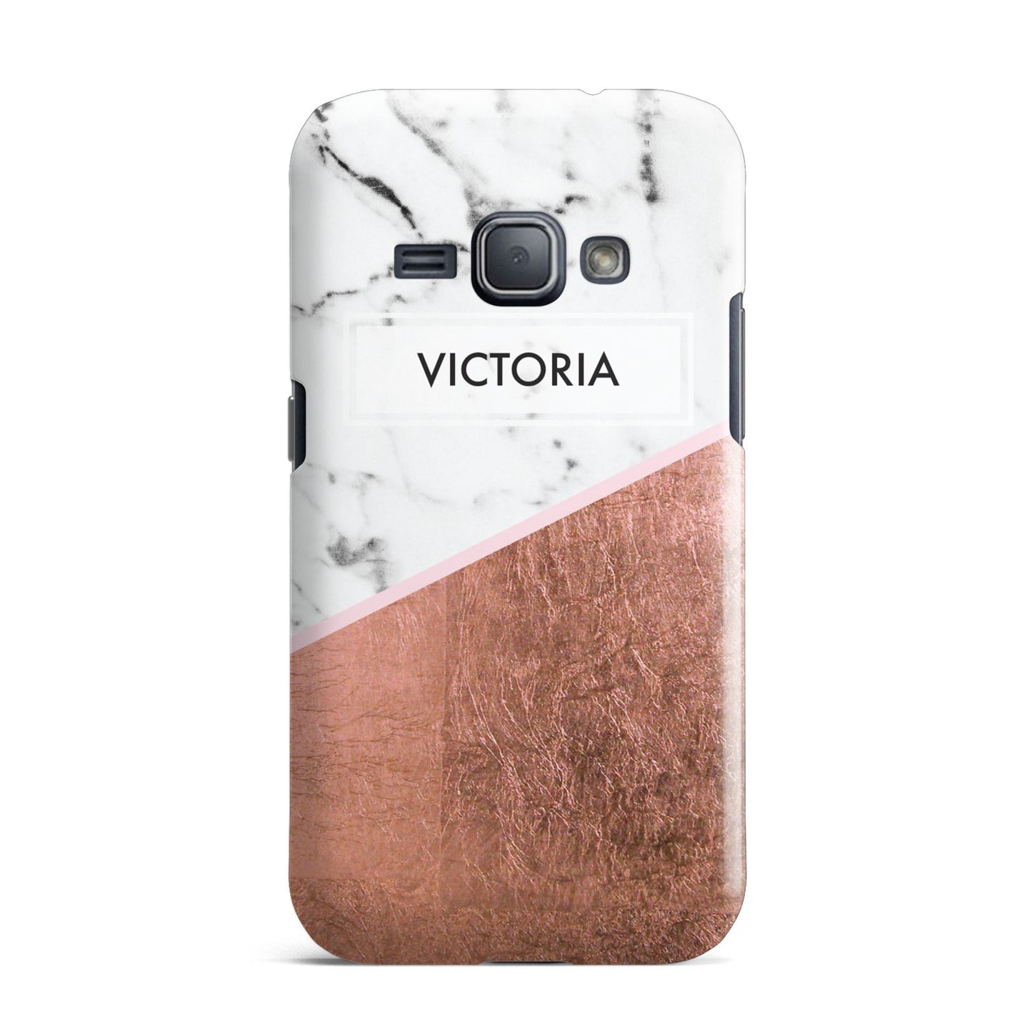 Personalised Marble Rose Gold Name Initials Samsung Galaxy J1 2016 Case