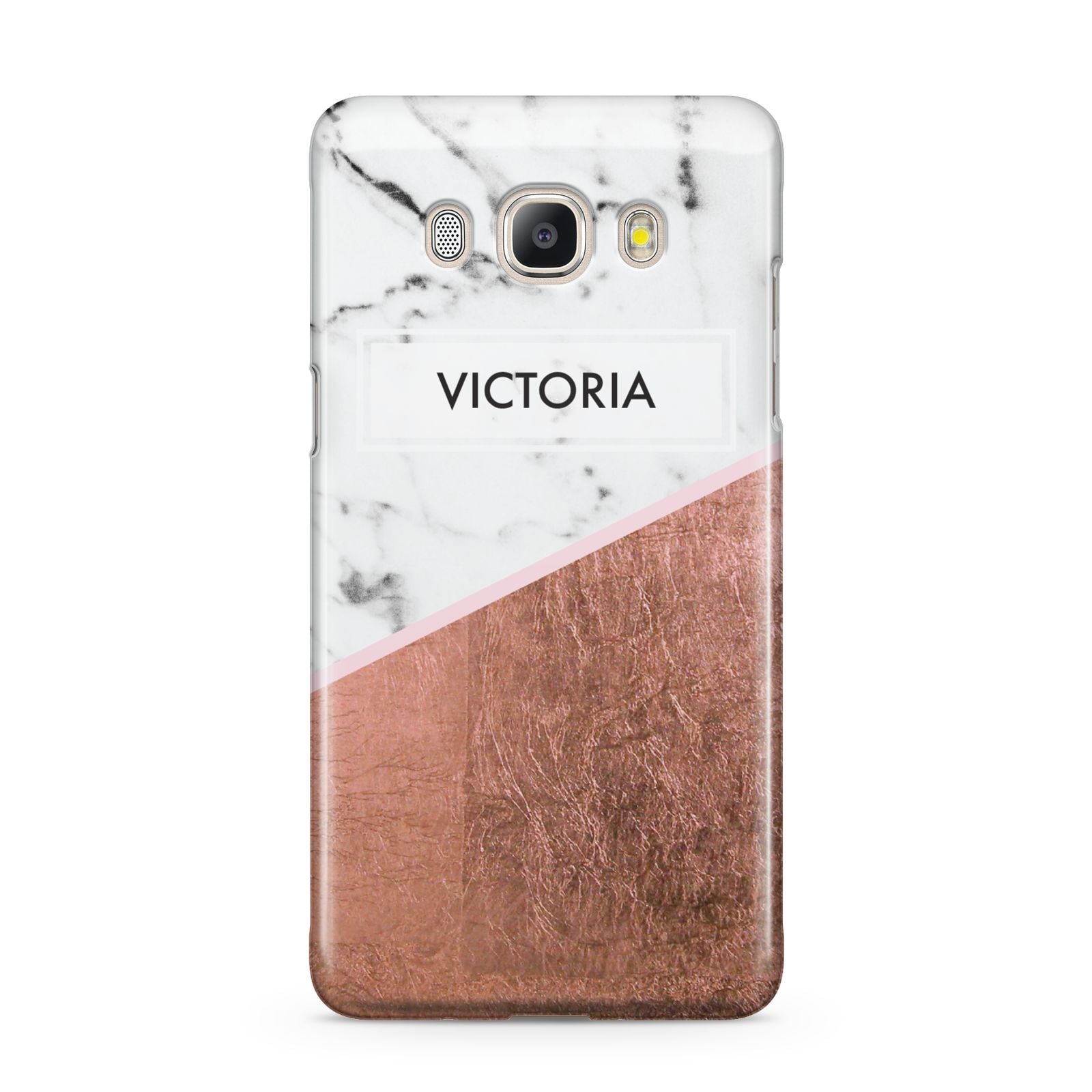 Personalised Marble Rose Gold Name Initials Samsung Galaxy J5 2016 Case