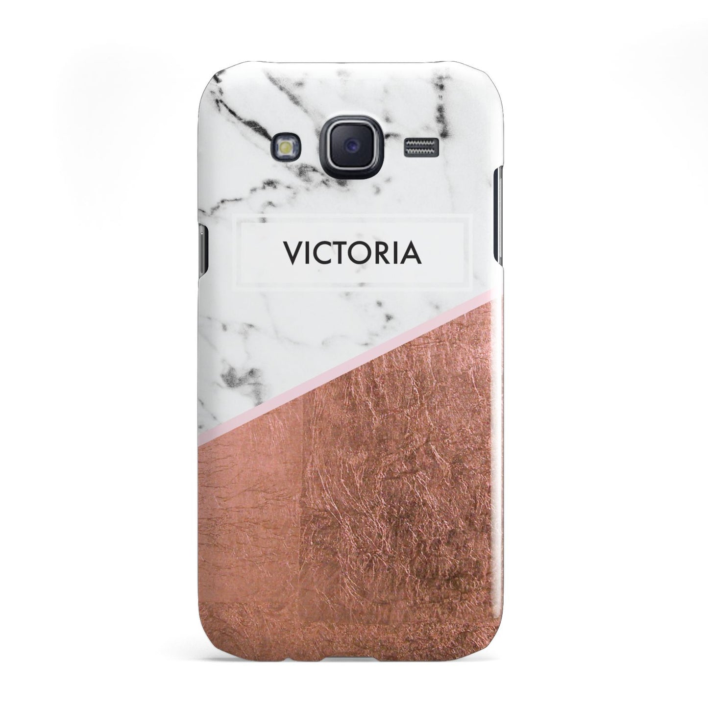 Personalised Marble Rose Gold Name Initials Samsung Galaxy J5 Case