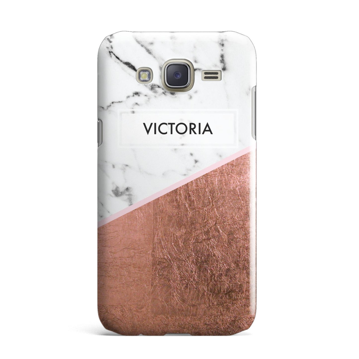 Personalised Marble Rose Gold Name Initials Samsung Galaxy J7 Case