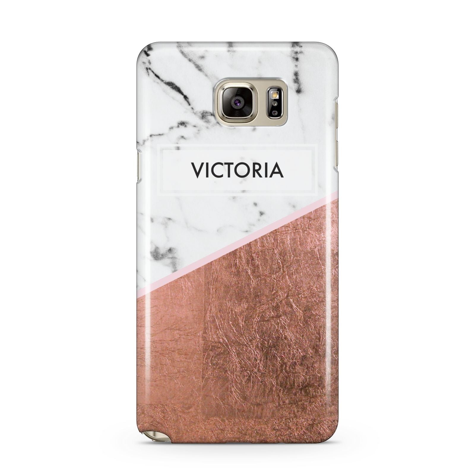 Personalised Marble Rose Gold Name Initials Samsung Galaxy Note 5 Case