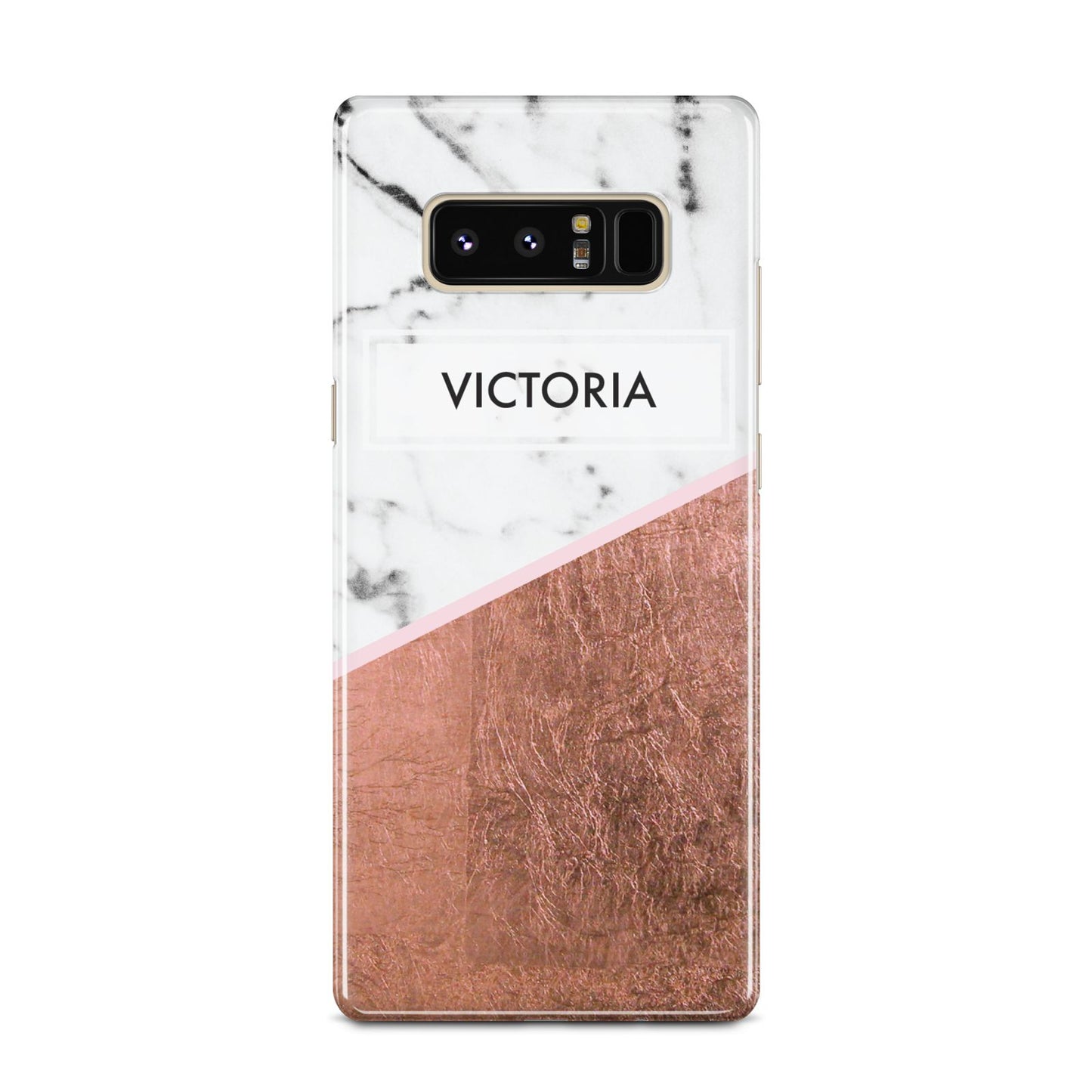 Personalised Marble Rose Gold Name Initials Samsung Galaxy Note 8 Case