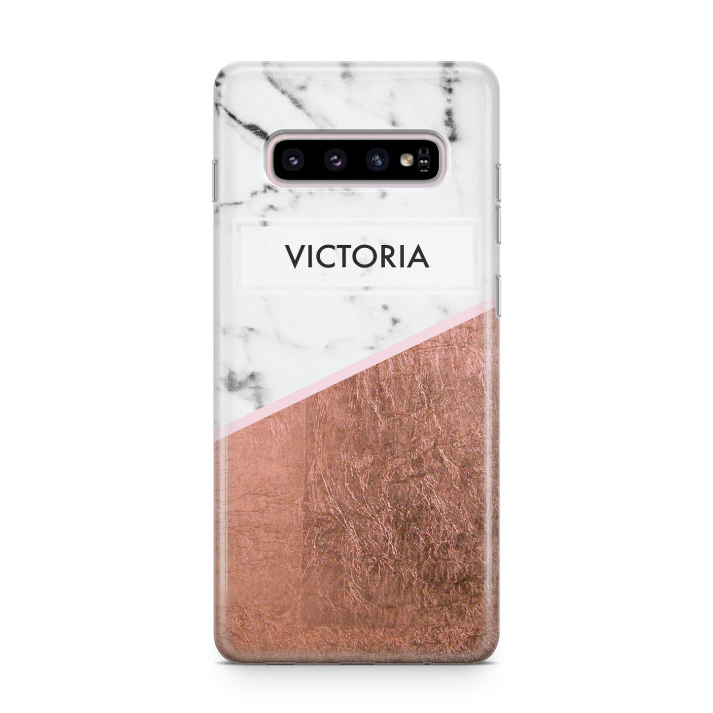 Personalised Marble Rose Gold Name Initials Samsung Galaxy S10 Plus Case