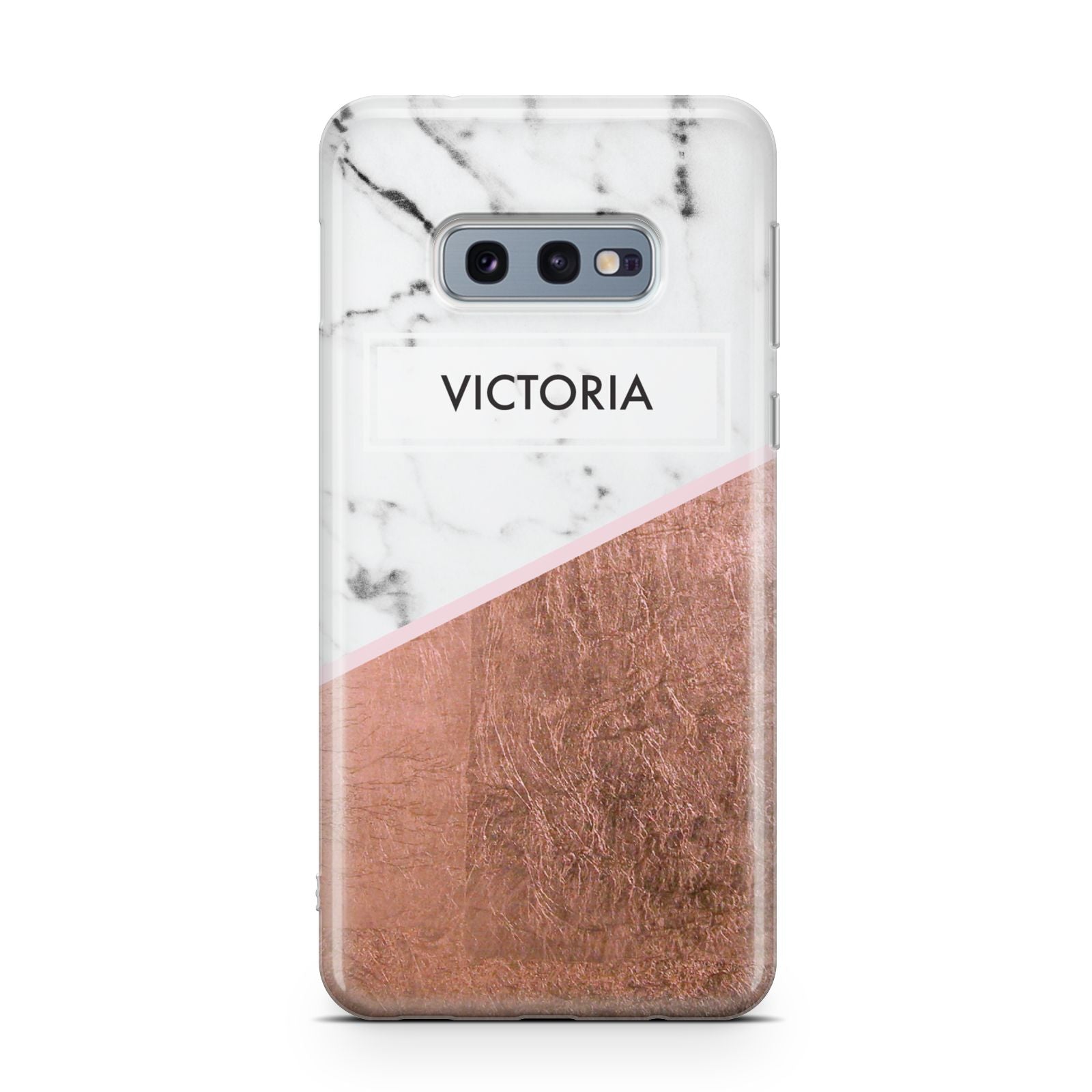 Personalised Marble Rose Gold Name Initials Samsung Galaxy S10E Case