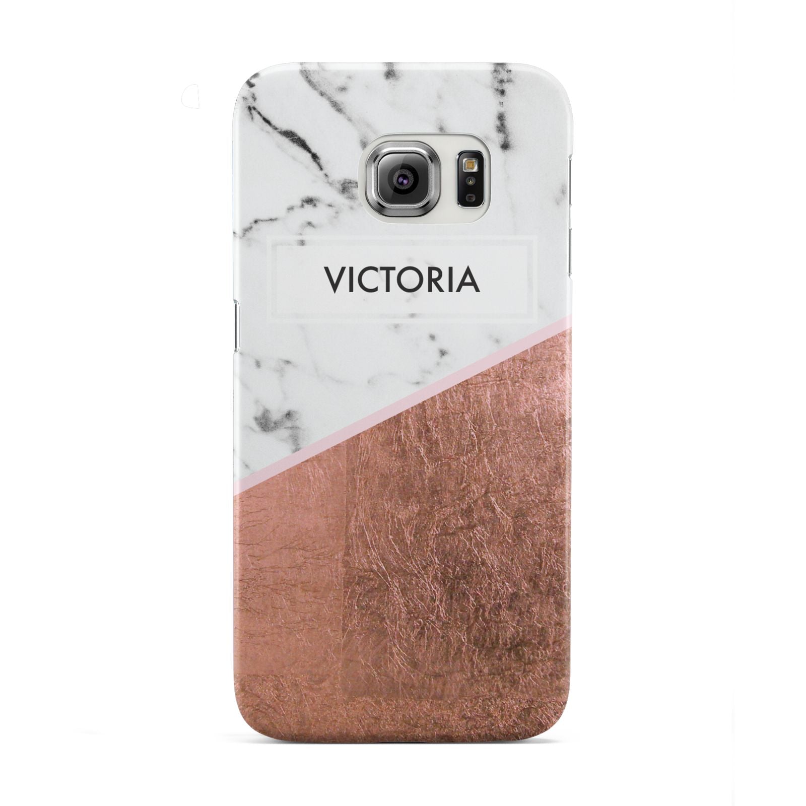 Personalised Marble Rose Gold Name Initials Samsung Galaxy S6 Edge Case