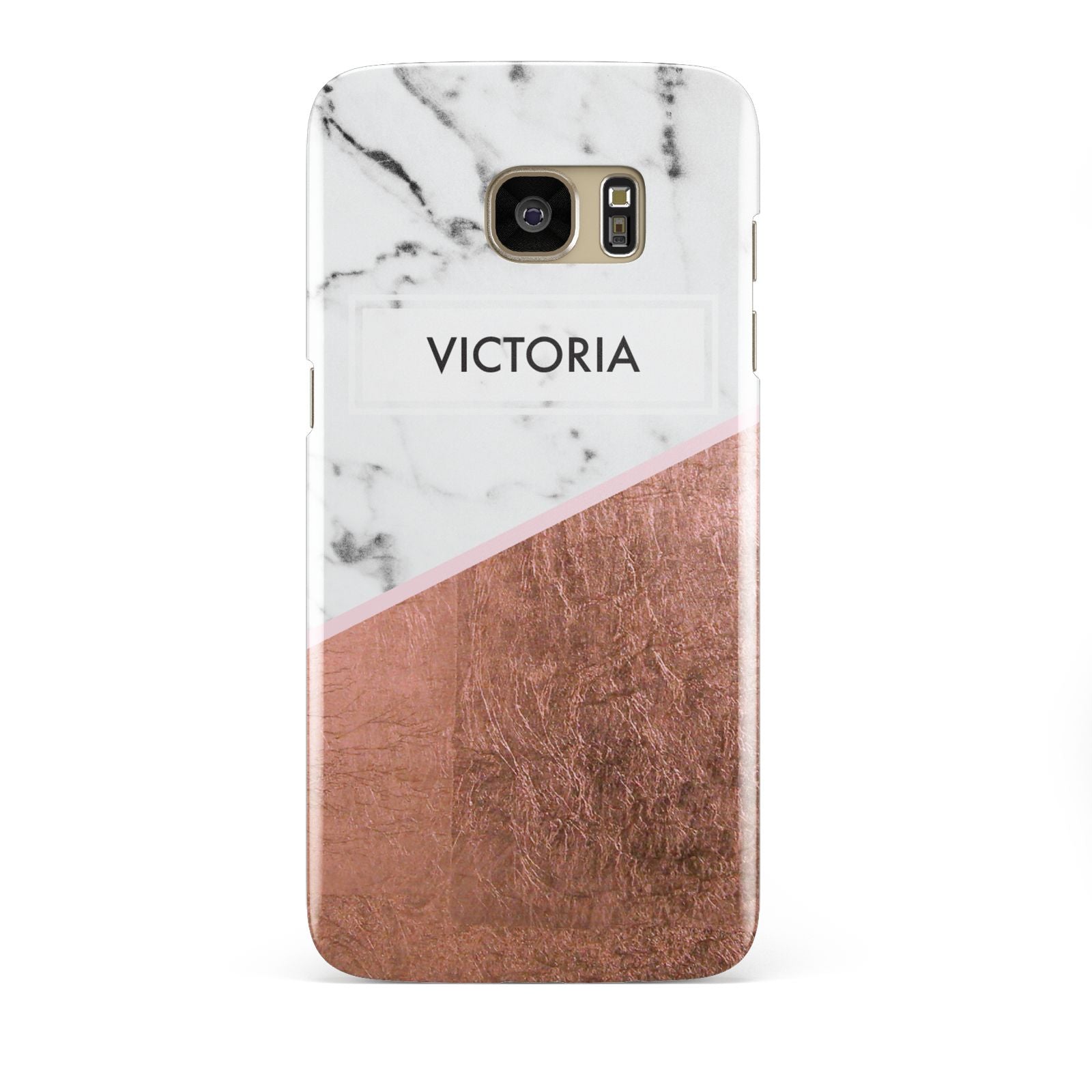 Personalised Marble Rose Gold Name Initials Samsung Galaxy S7 Edge Case