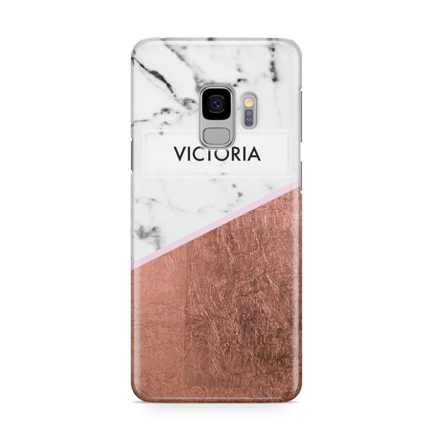 Personalised Marble Rose Gold Name Initials Samsung Galaxy S9 Case