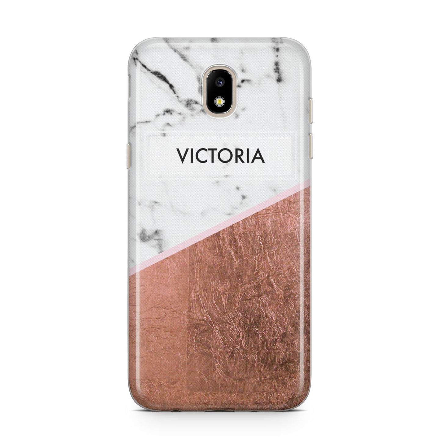 Personalised Marble Rose Gold Name Initials Samsung J5 2017 Case