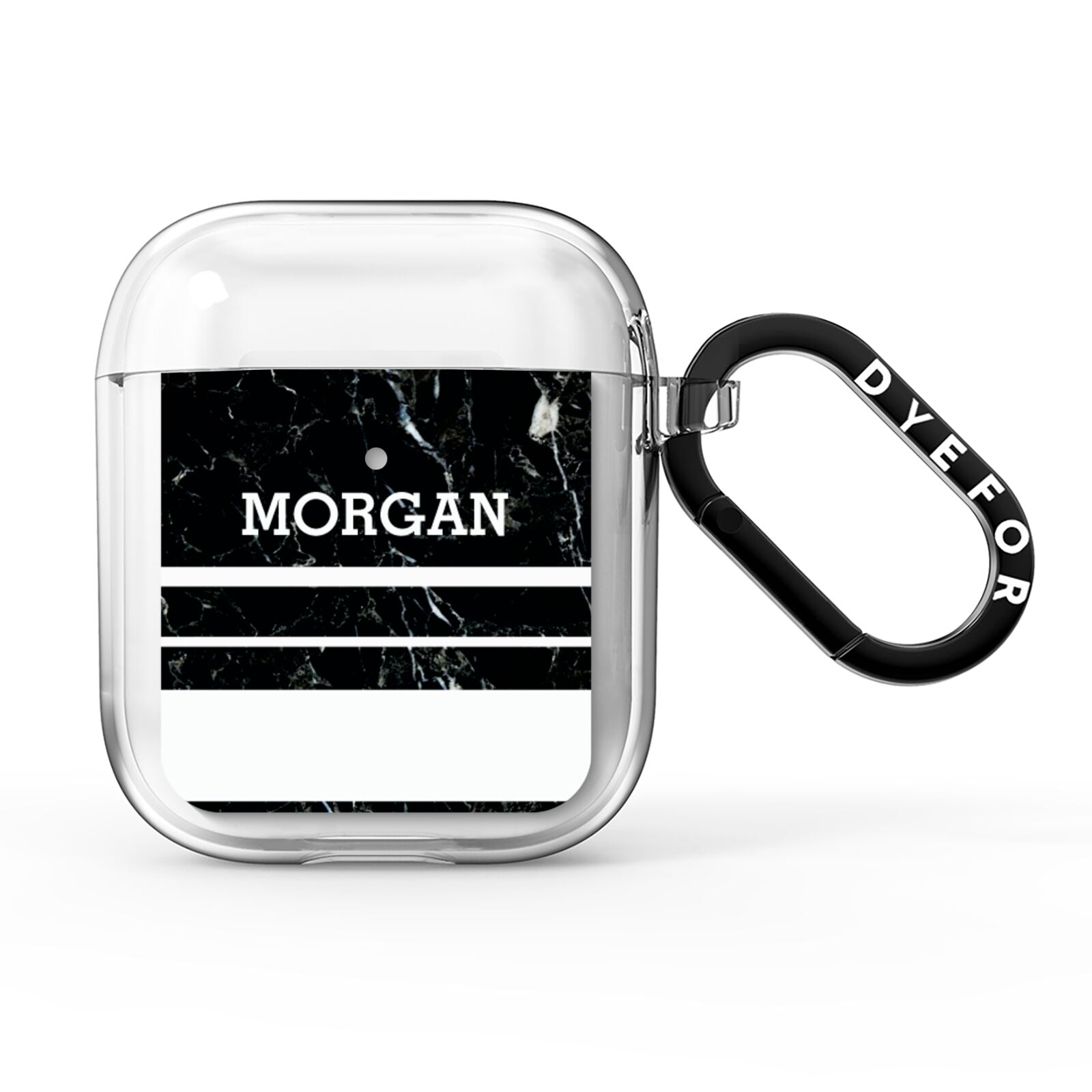 Personalised Marble Stripes Name Initials AirPods Clear Case