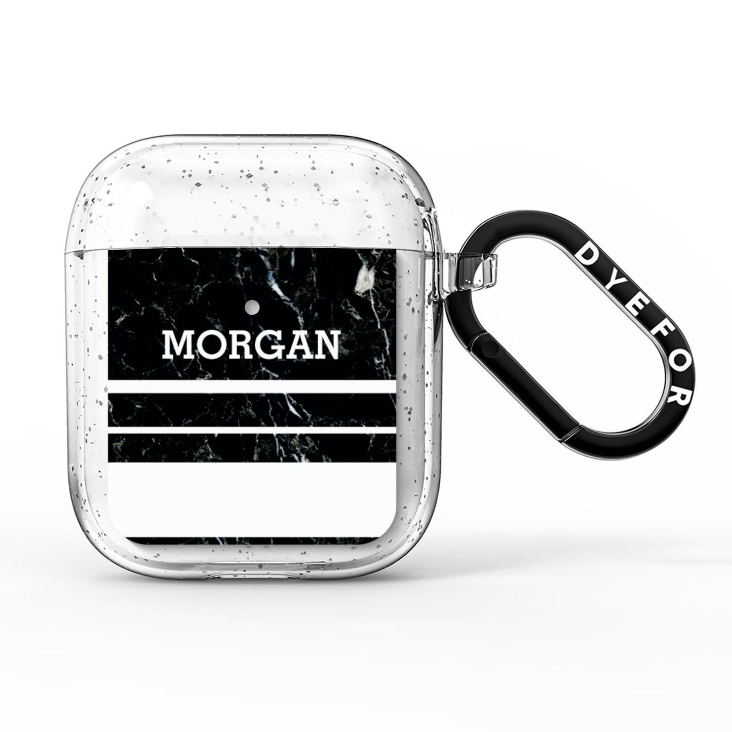 Personalised Marble Stripes Name Initials AirPods Glitter Case