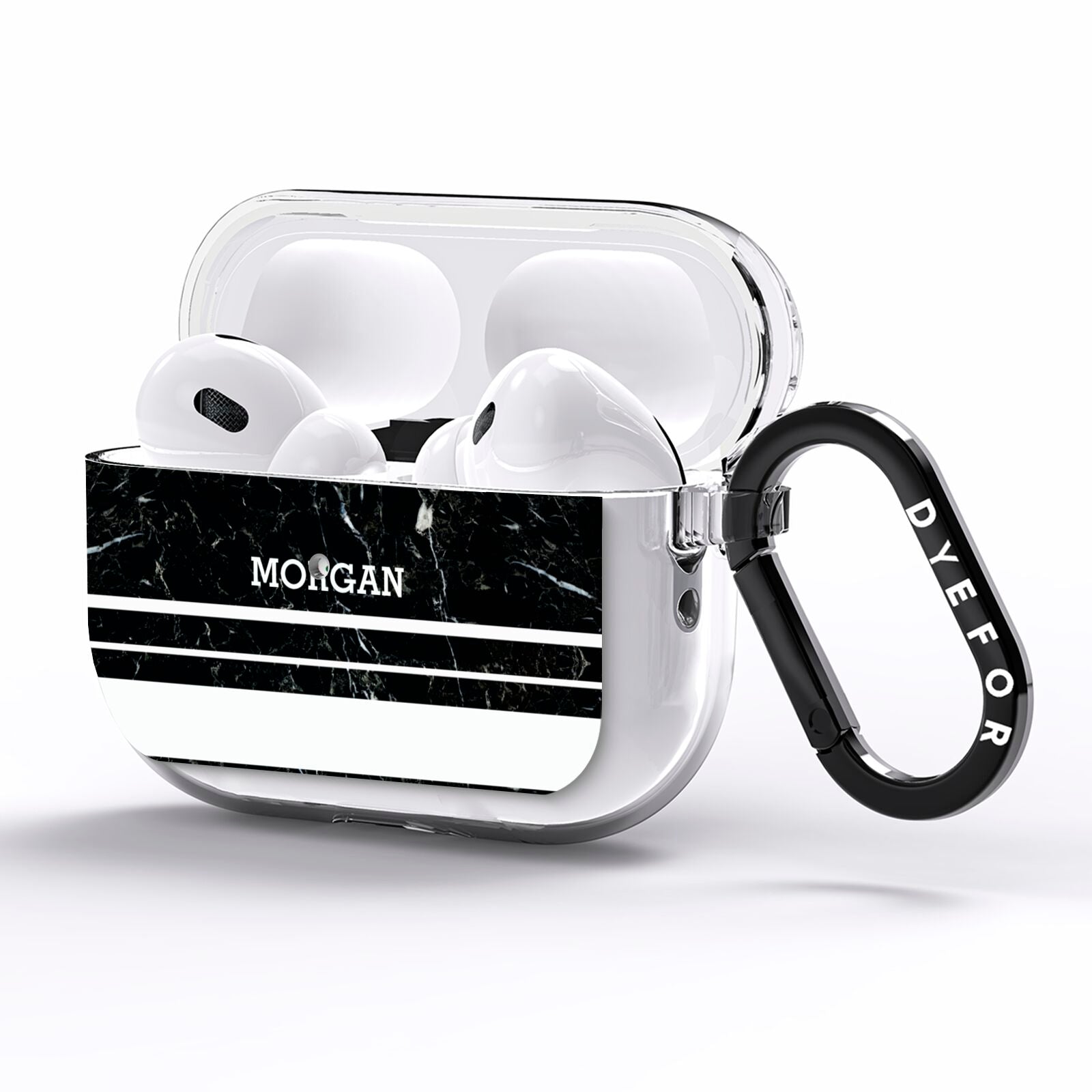 Personalised Marble Stripes Name Initials AirPods Pro Clear Case Side Image