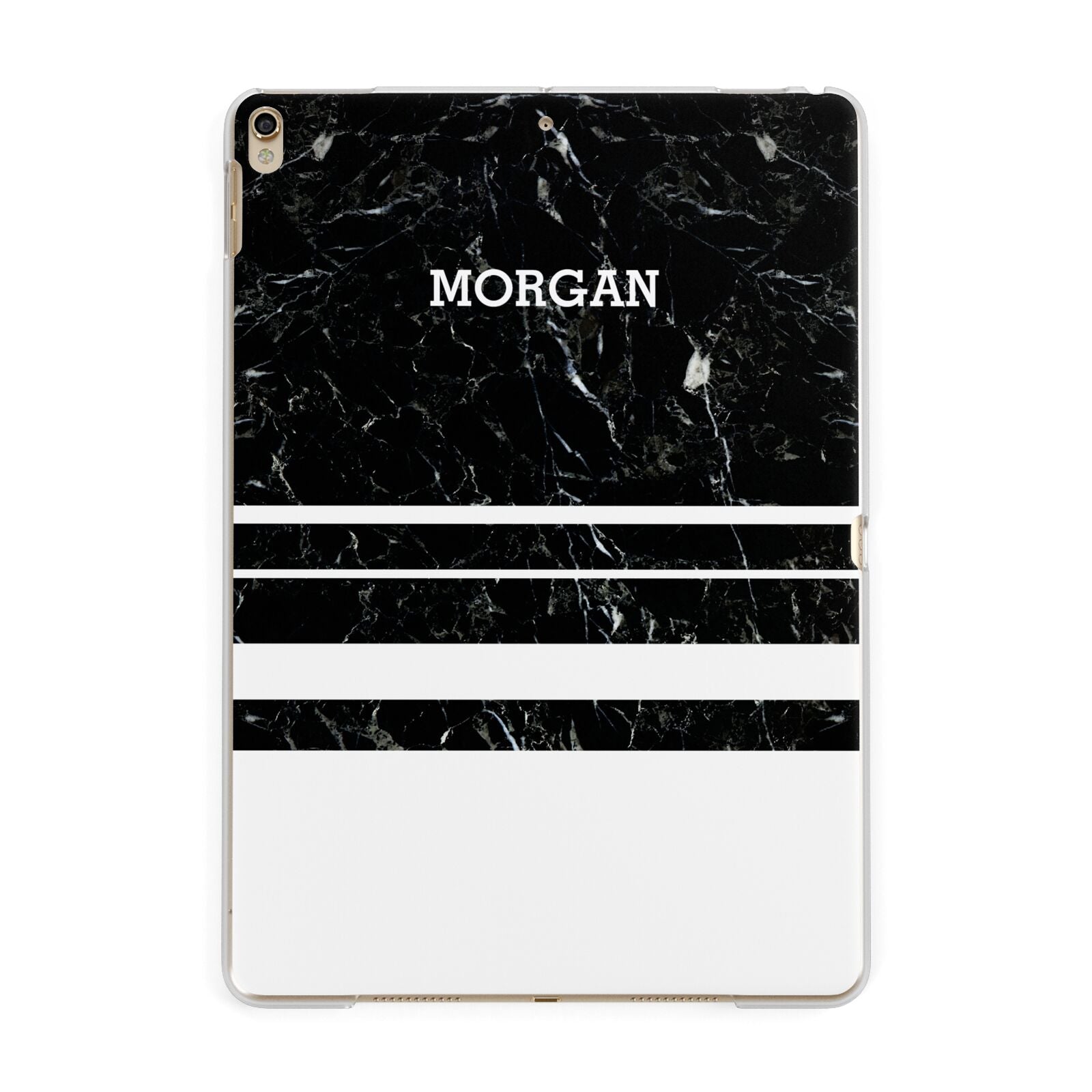 Personalised Marble Stripes Name Initials Apple iPad Gold Case