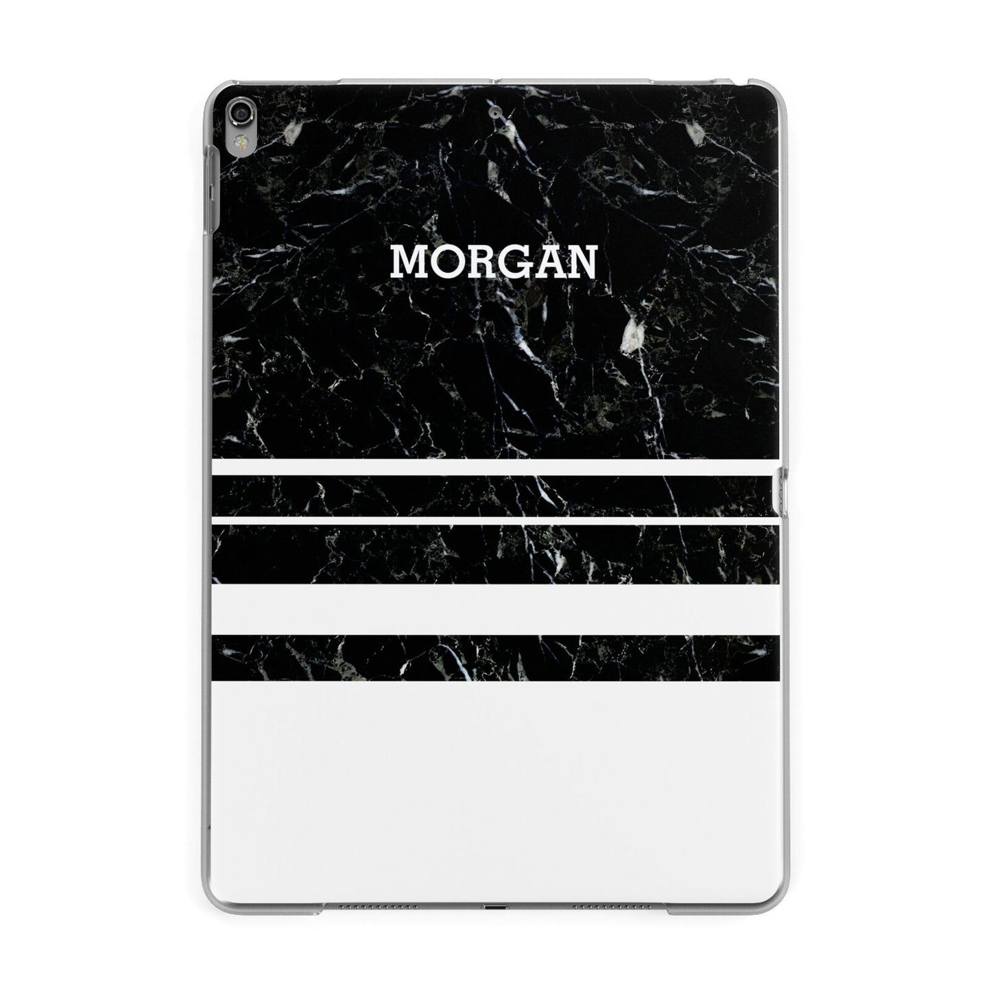 Personalised Marble Stripes Name Initials Apple iPad Grey Case