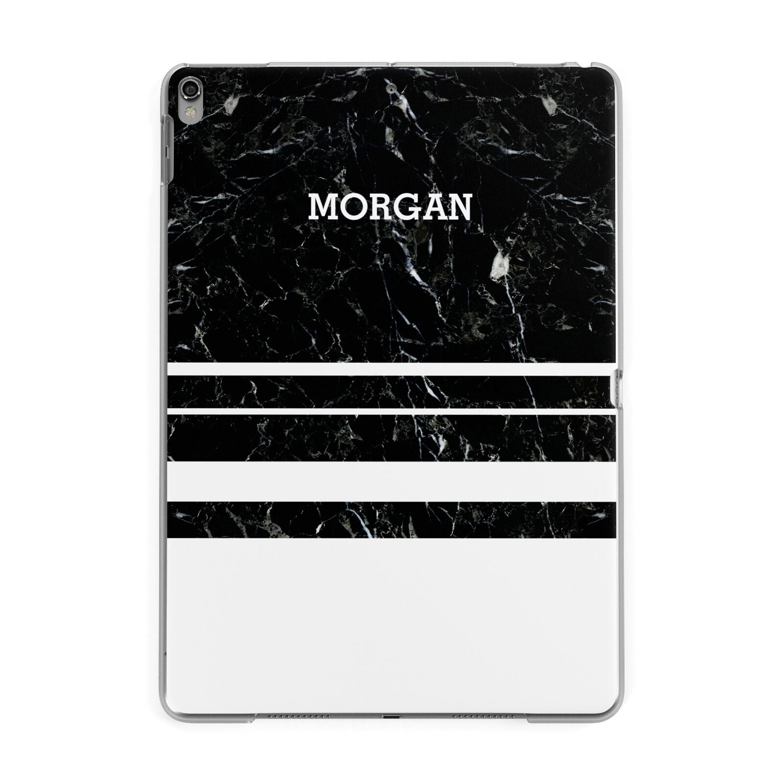 Personalised Marble Stripes Name Initials Apple iPad Grey Case