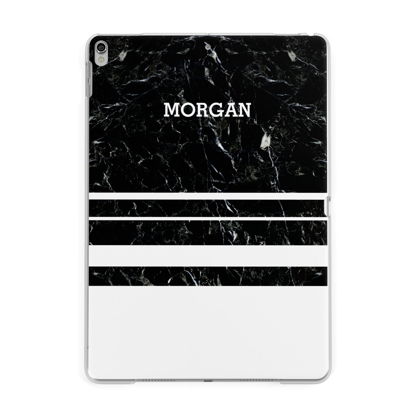 Personalised Marble Stripes Name Initials Apple iPad Silver Case