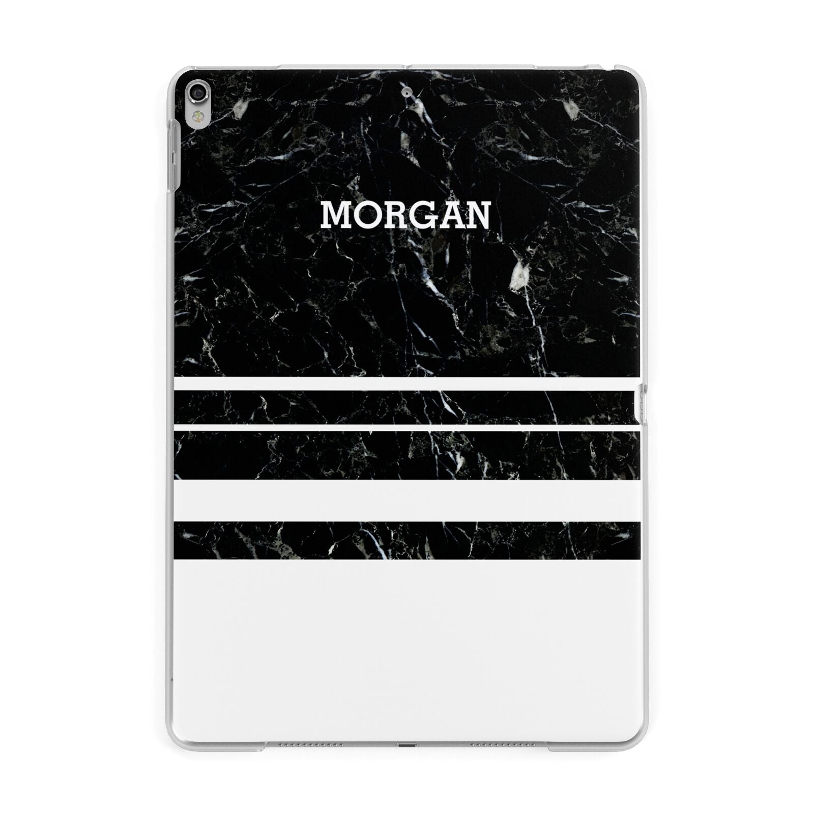 Personalised Marble Stripes Name Initials Apple iPad Silver Case