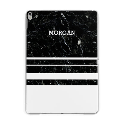 Personalised Marble Stripes Name Initials Apple iPad Silver Case