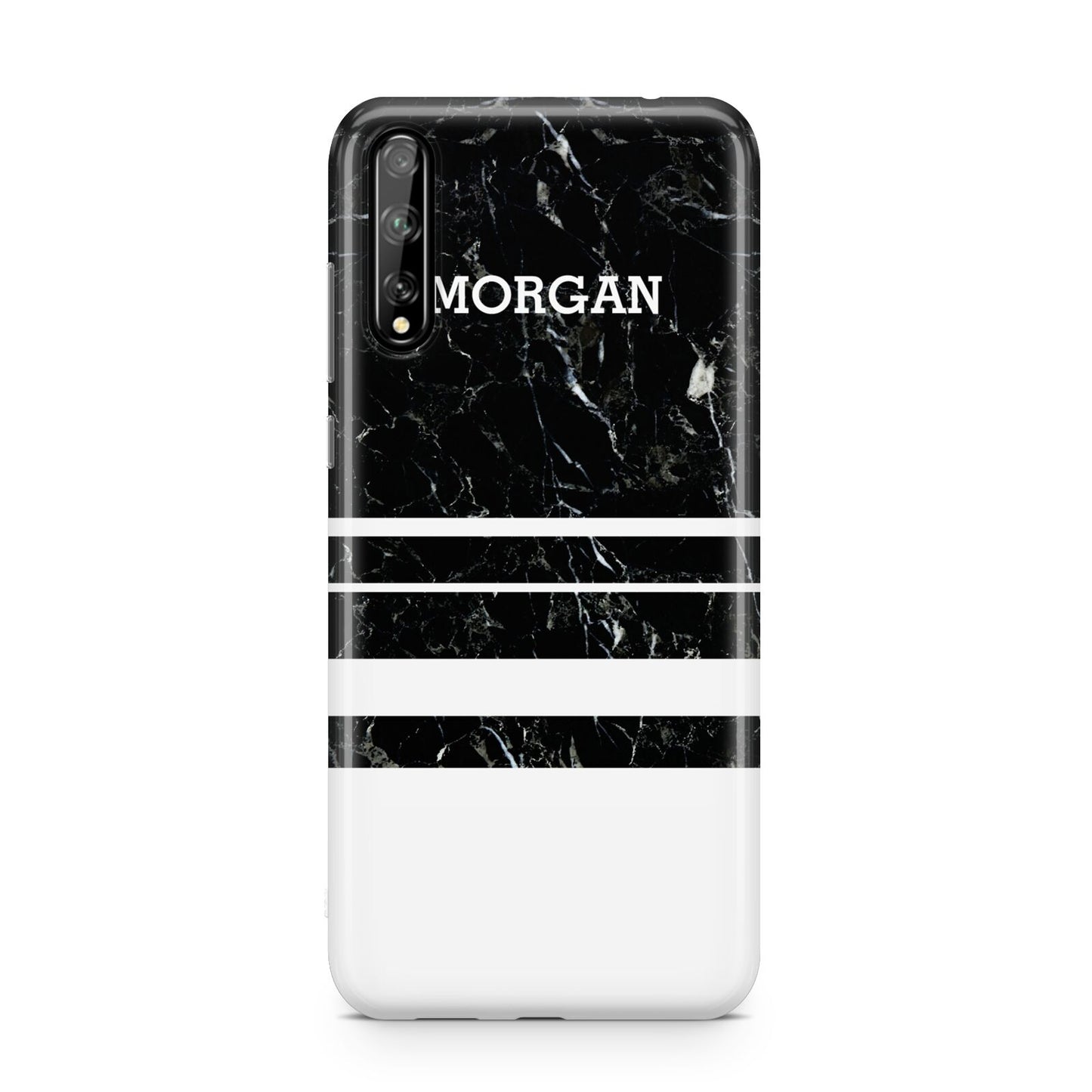 Personalised Marble Stripes Name Initials Huawei Enjoy 10s Phone Case