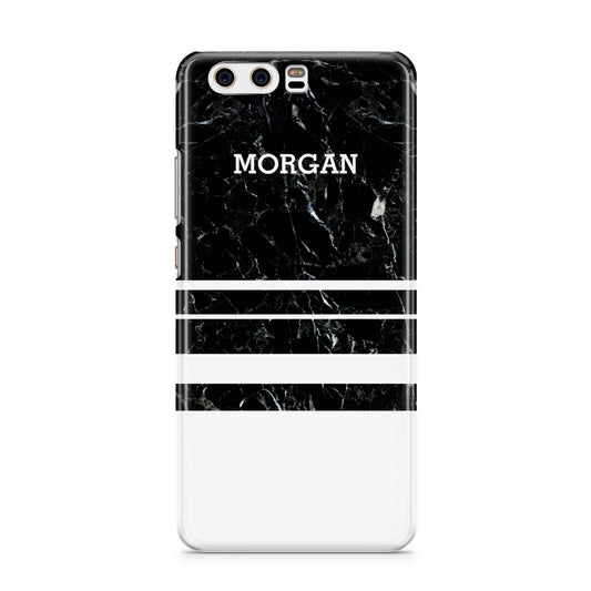 Personalised Marble Stripes Name Initials Huawei P10 Phone Case