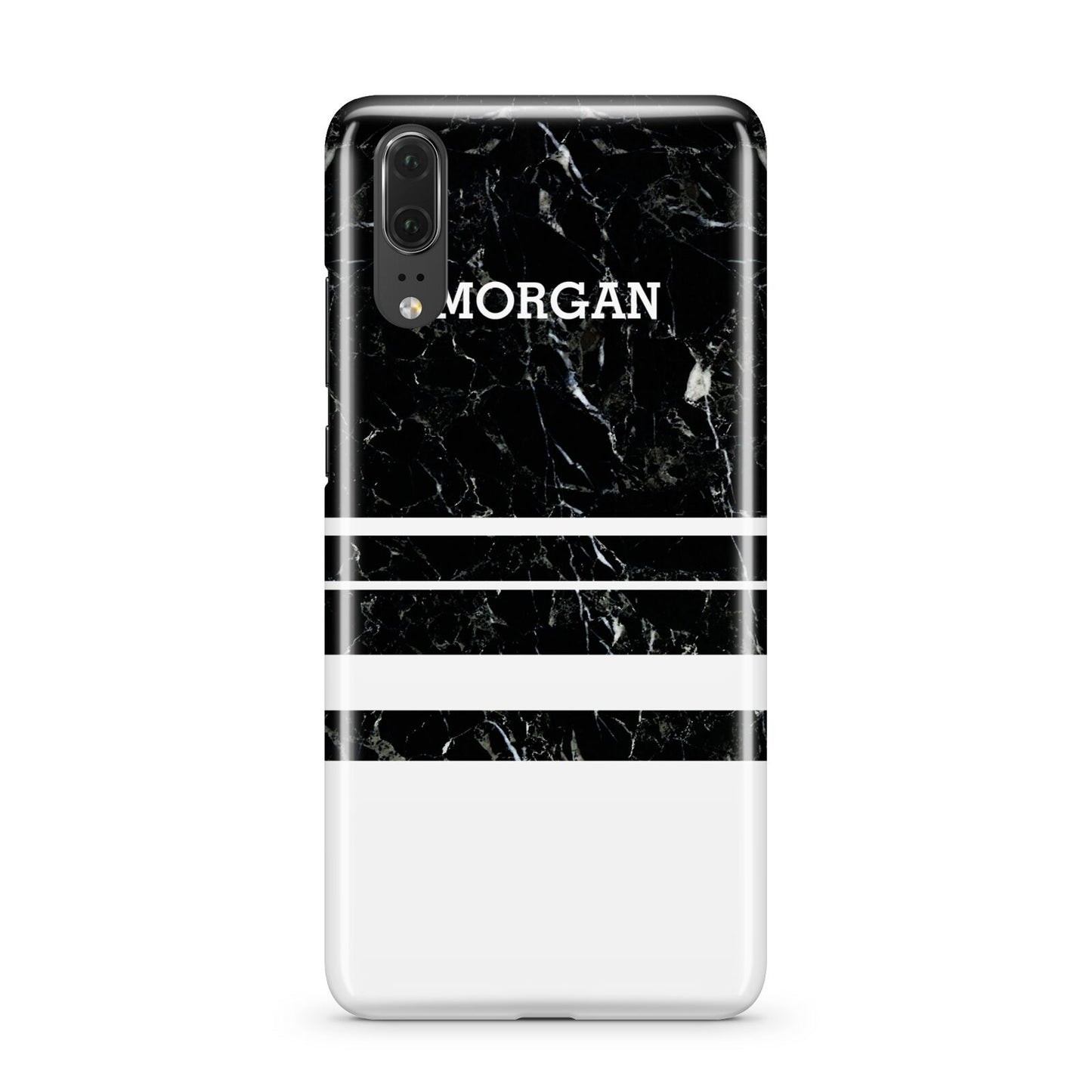 Personalised Marble Stripes Name Initials Huawei P20 Phone Case