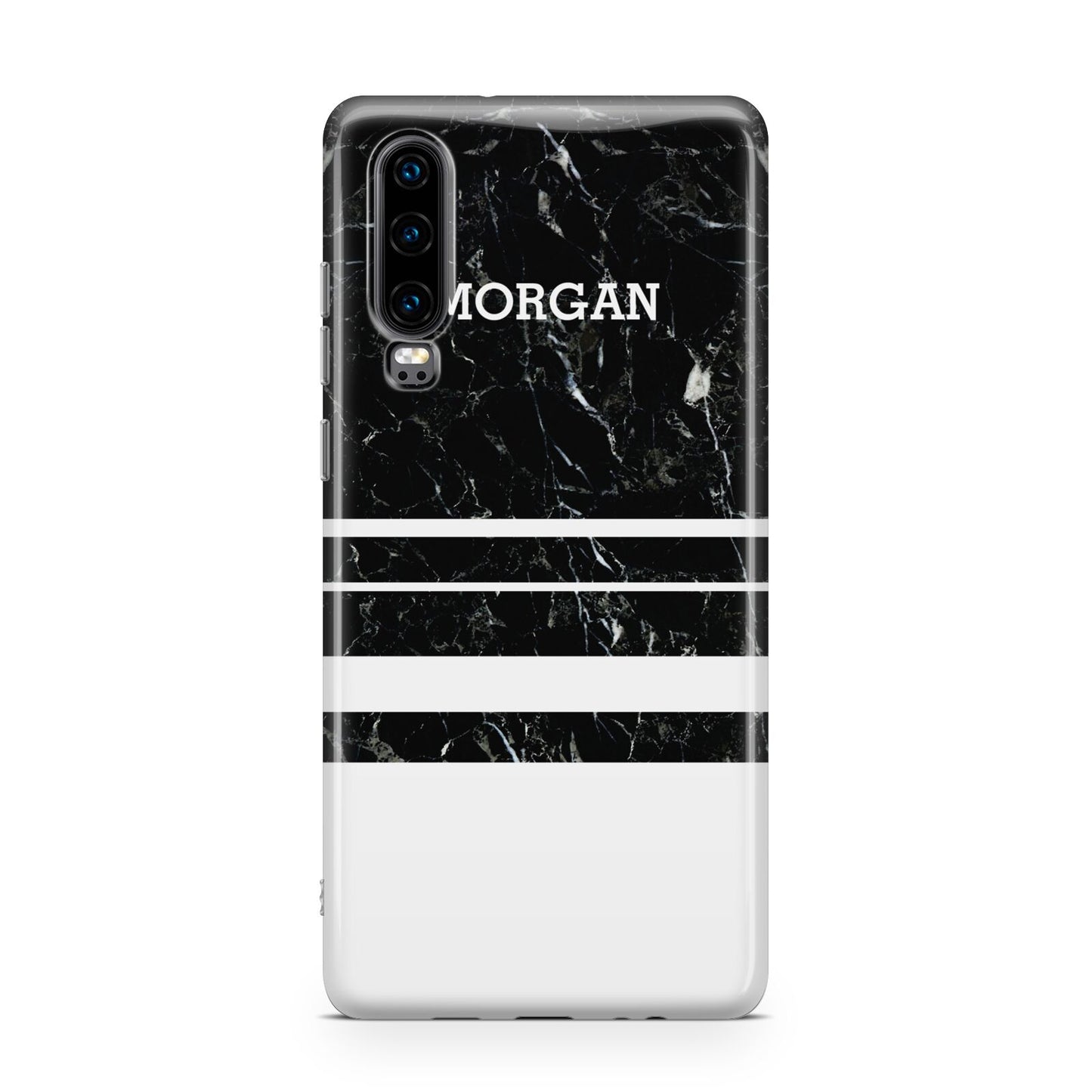 Personalised Marble Stripes Name Initials Huawei P30 Phone Case