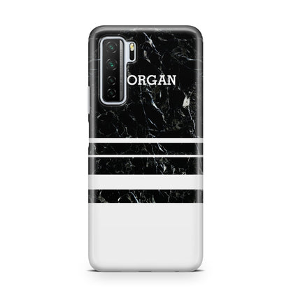 Personalised Marble Stripes Name Initials Huawei P40 Lite 5G Phone Case