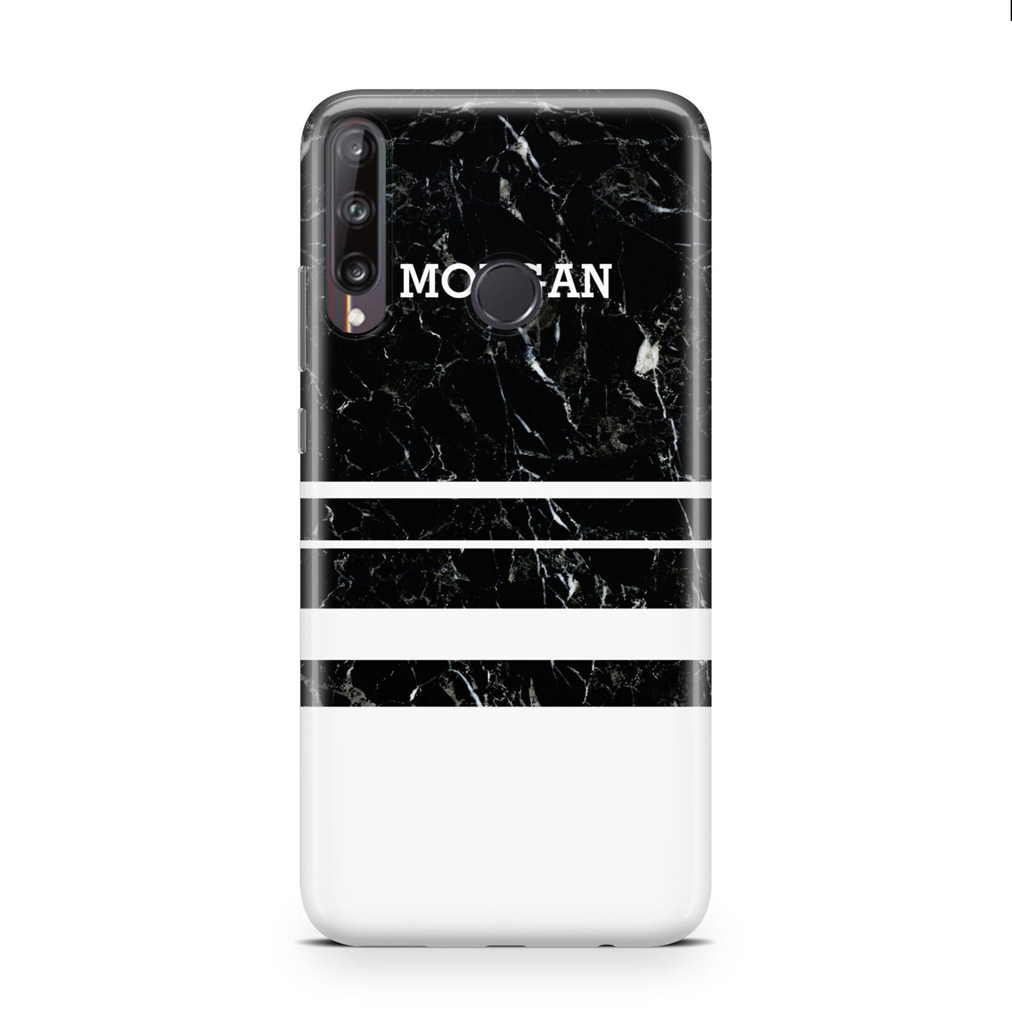 Personalised Marble Stripes Name Initials Huawei P40 Lite E Phone Case