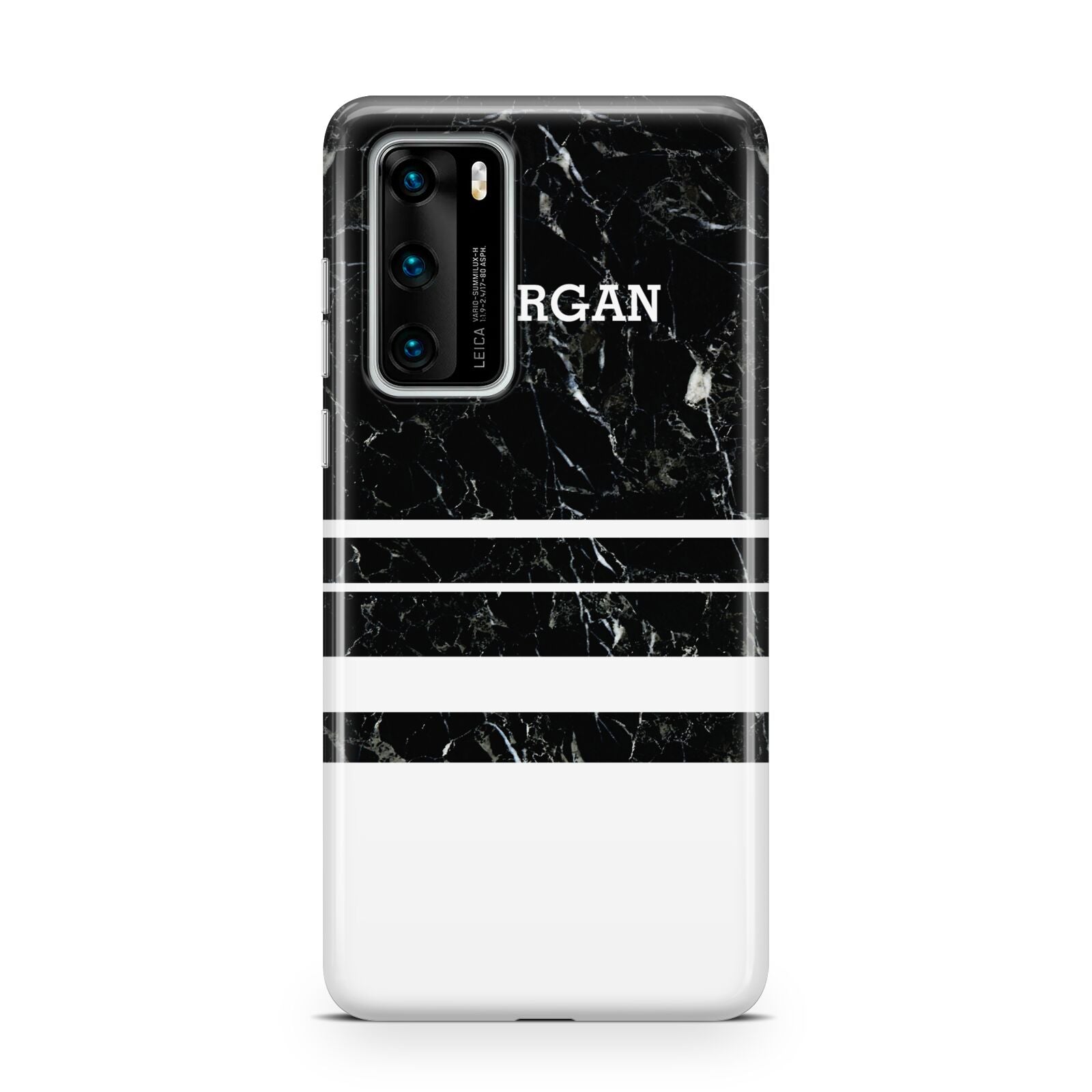 Personalised Marble Stripes Name Initials Huawei P40 Phone Case