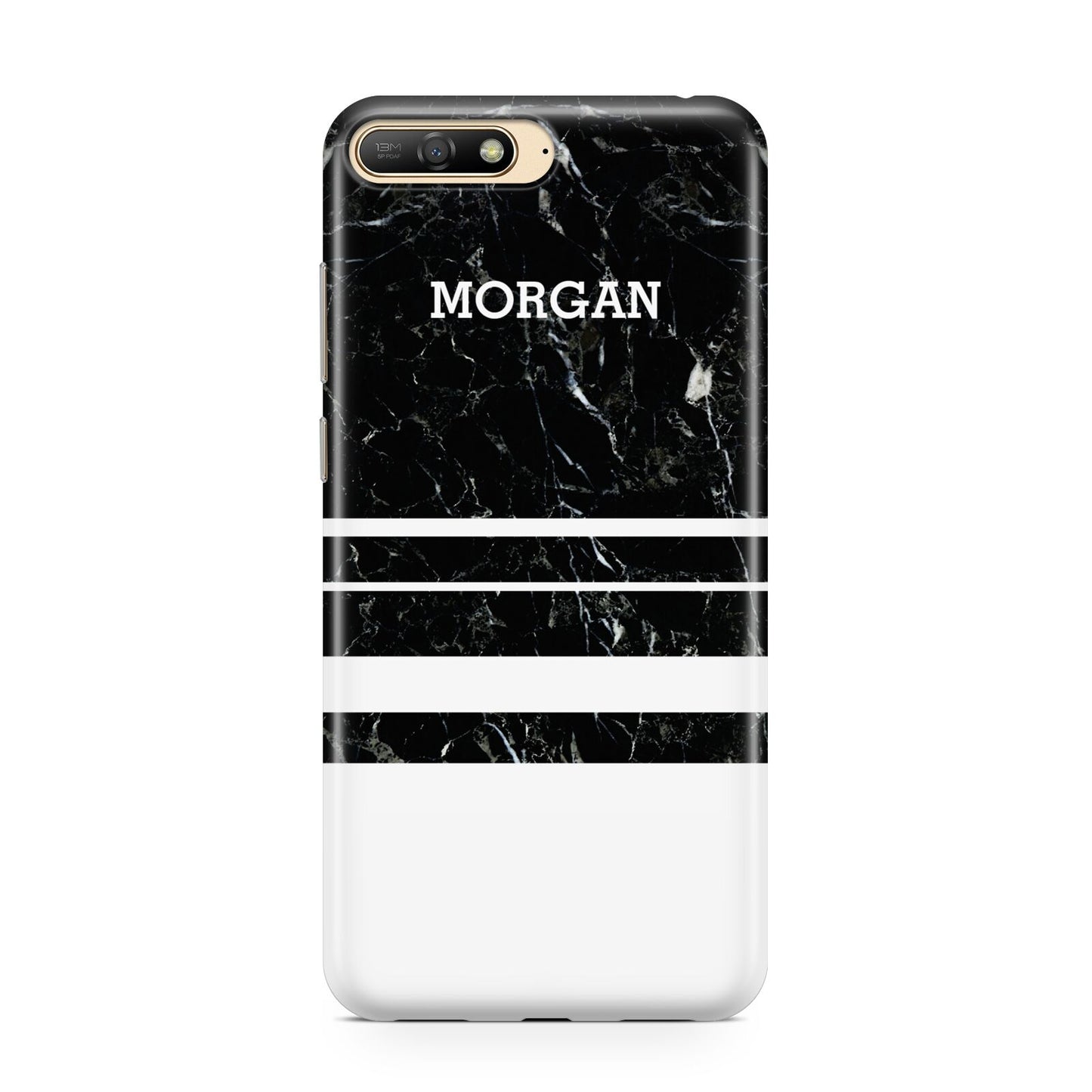 Personalised Marble Stripes Name Initials Huawei Y6 2018