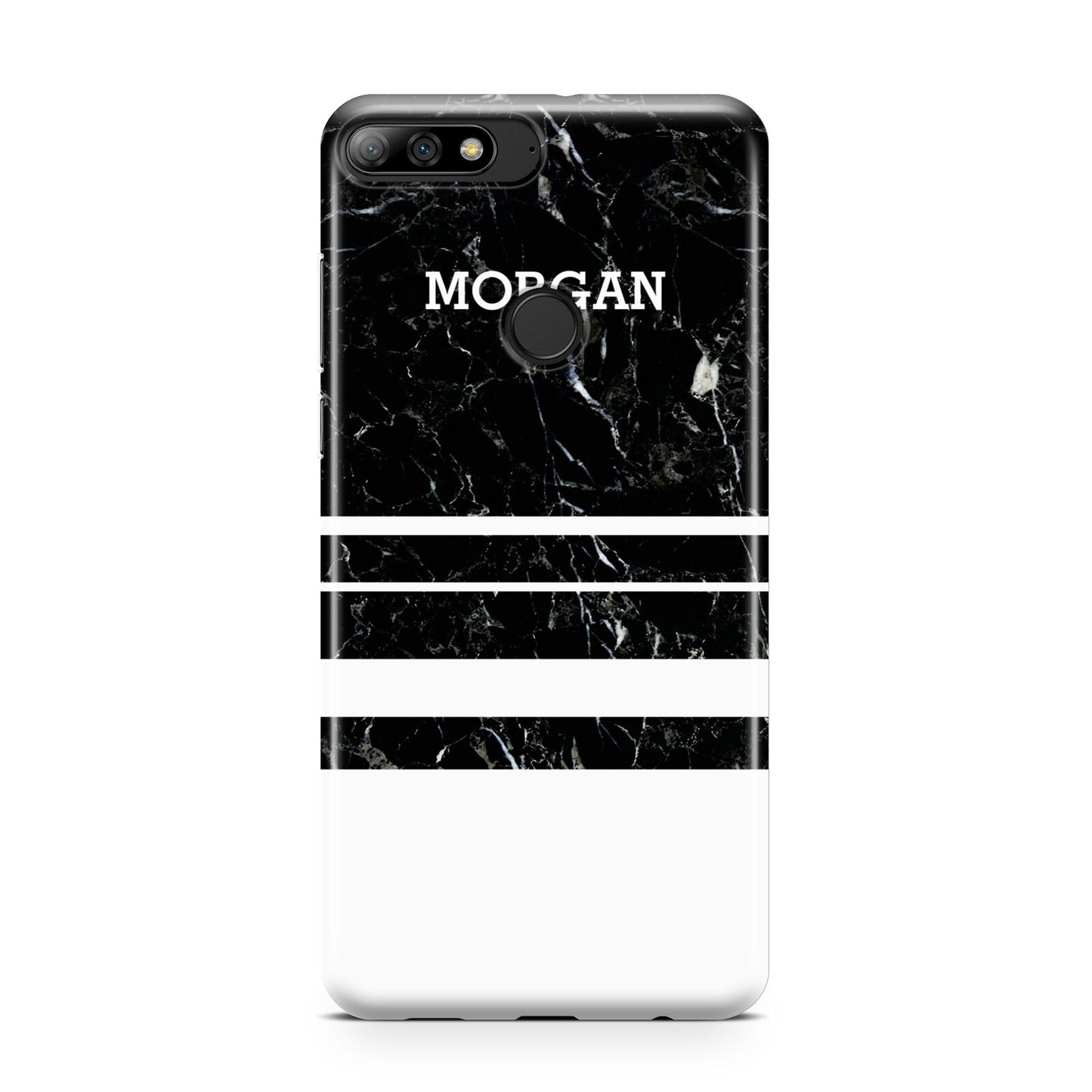 Personalised Marble Stripes Name Initials Huawei Y7 2018