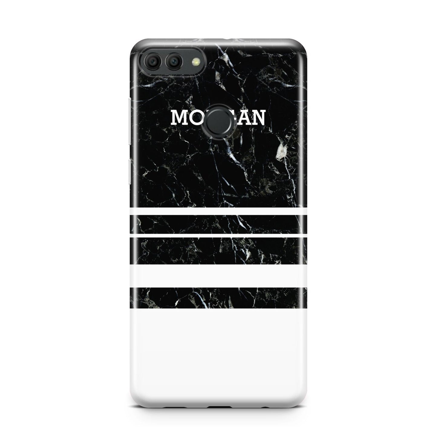 Personalised Marble Stripes Name Initials Huawei Y9 2018