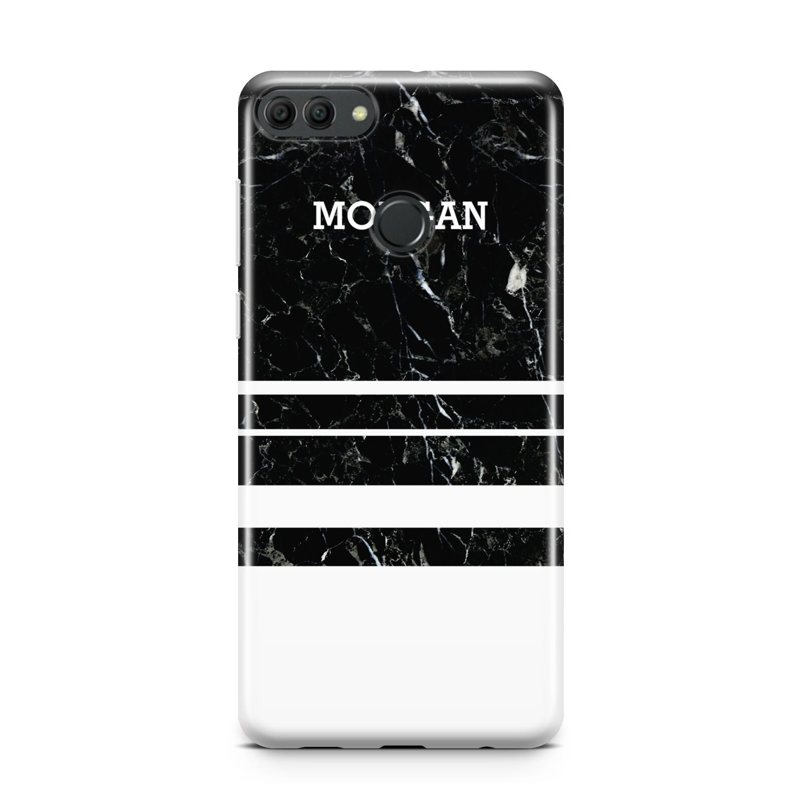 Personalised Marble Stripes Name Initials Huawei Y9 2018