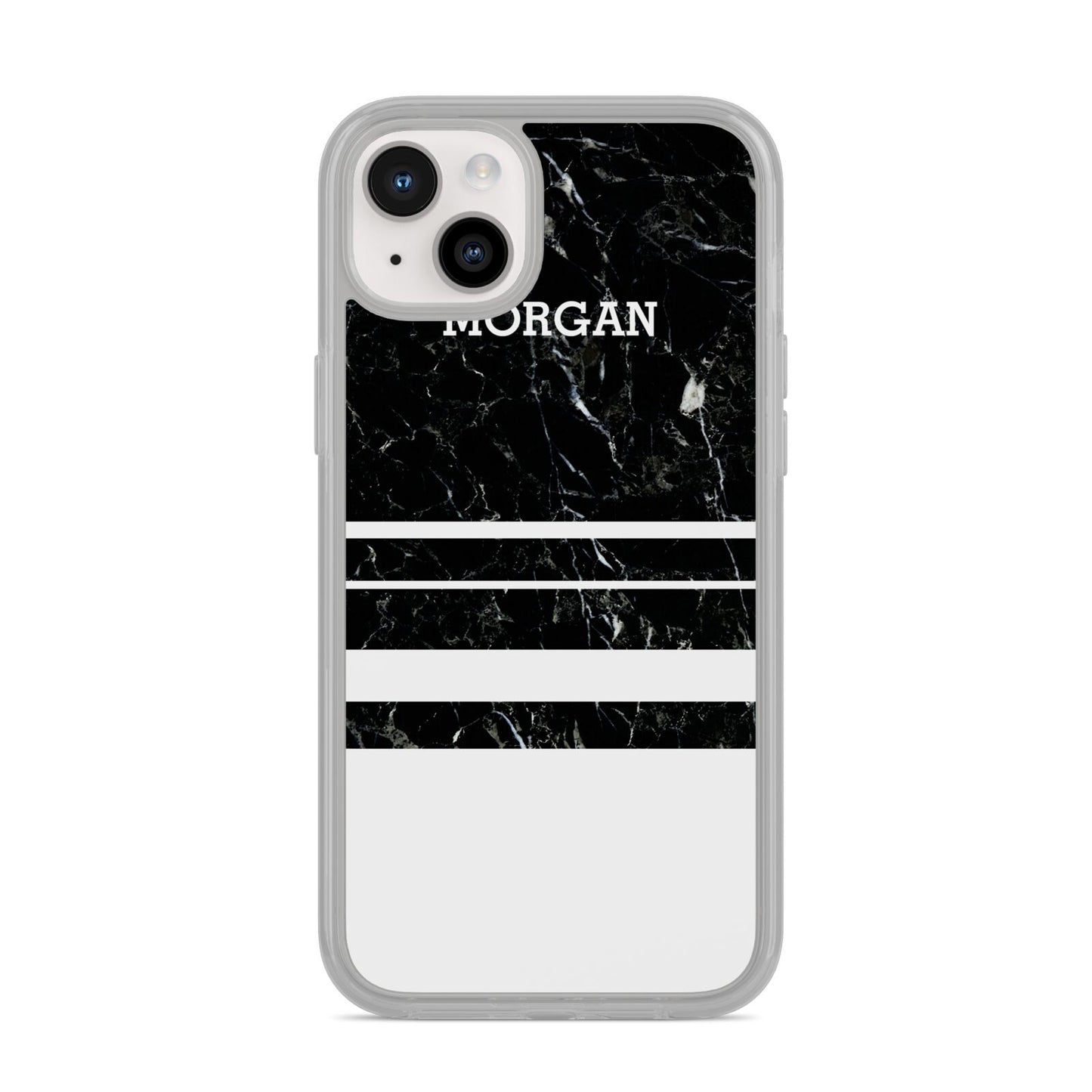 Personalised Marble Stripes Name Initials iPhone 14 Plus Clear Tough Case Starlight