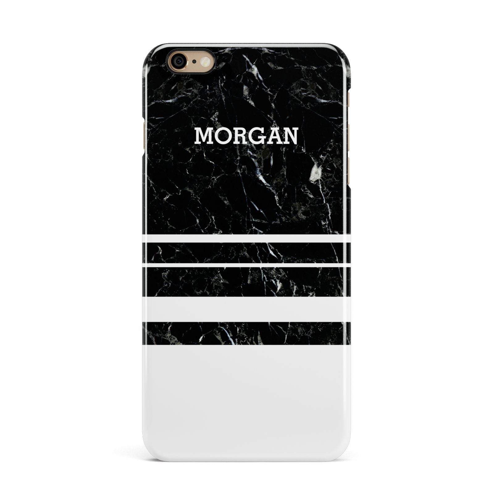 Personalised Marble Stripes Name Initials iPhone 6 Plus 3D Snap Case on Gold Phone