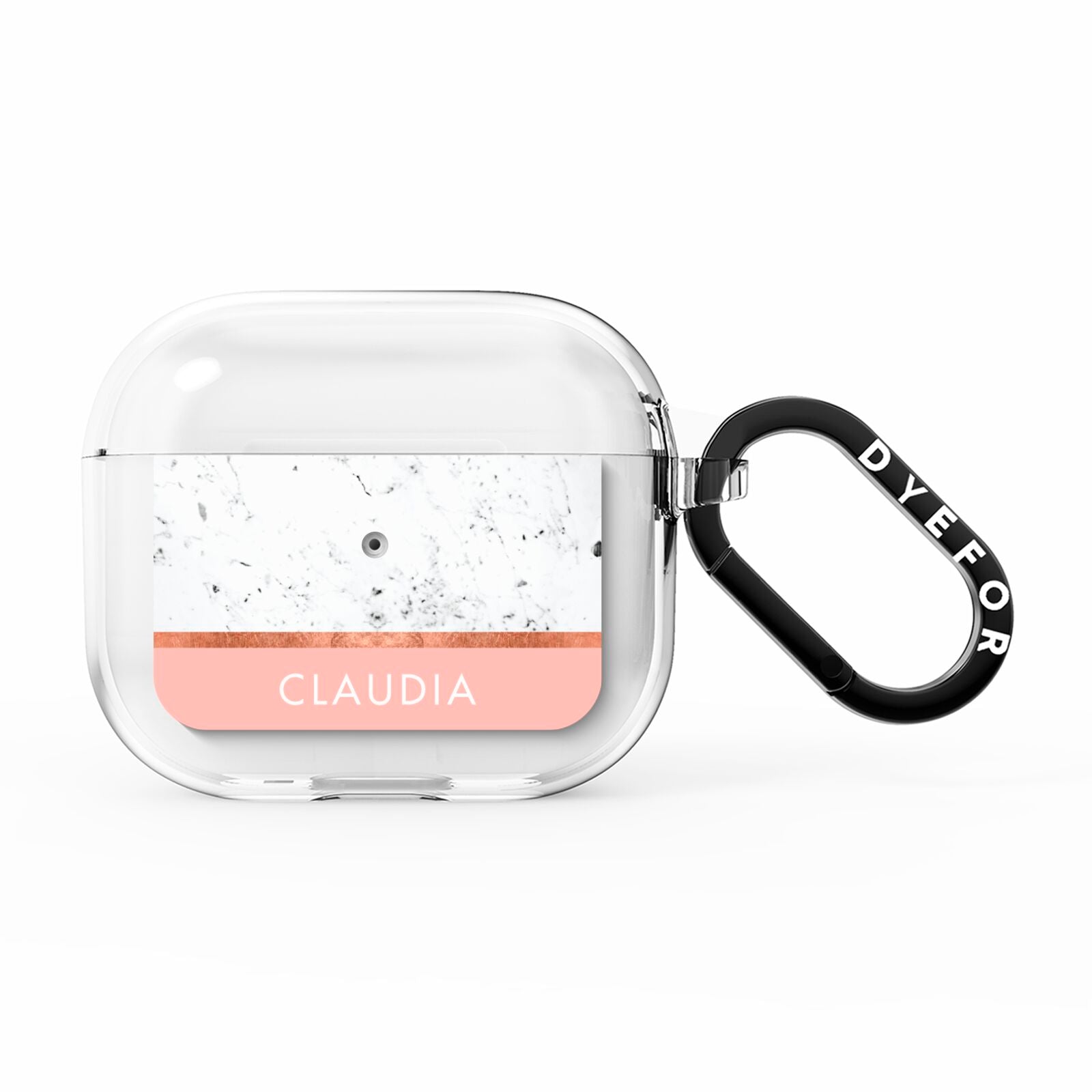 Personalised Marble With Name Initials Pink AirPods Clear Case 3rd Gen