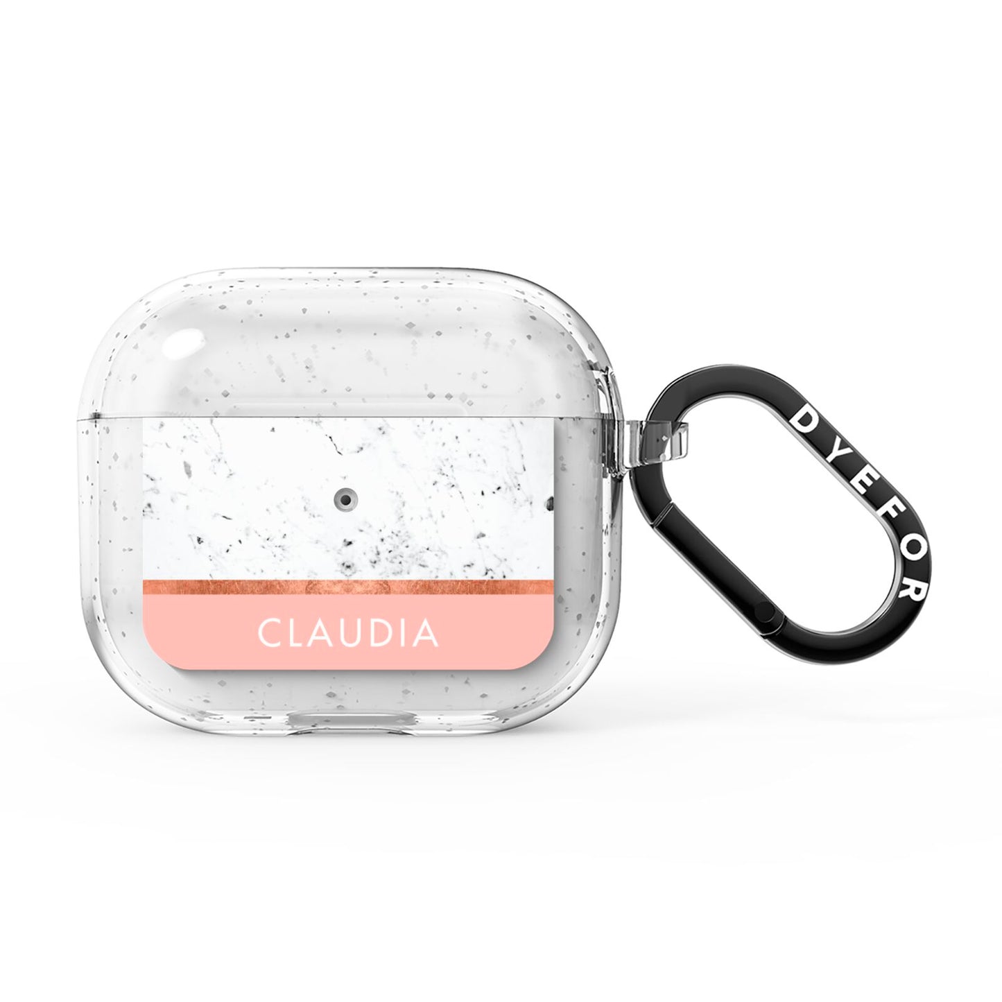 Personalised Marble With Name Initials Pink AirPods Glitter Case 3rd Gen