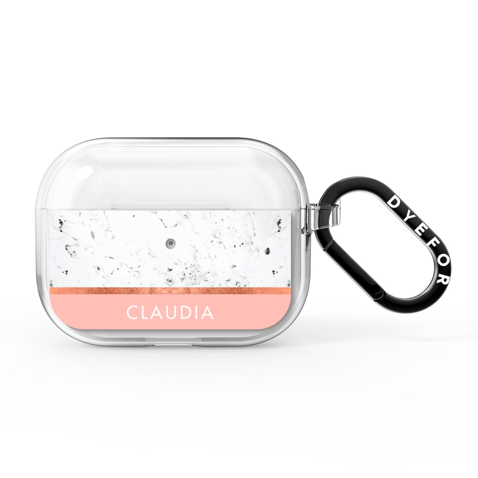 Personalised Marble With Name Initials Pink AirPods Pro Clear Case