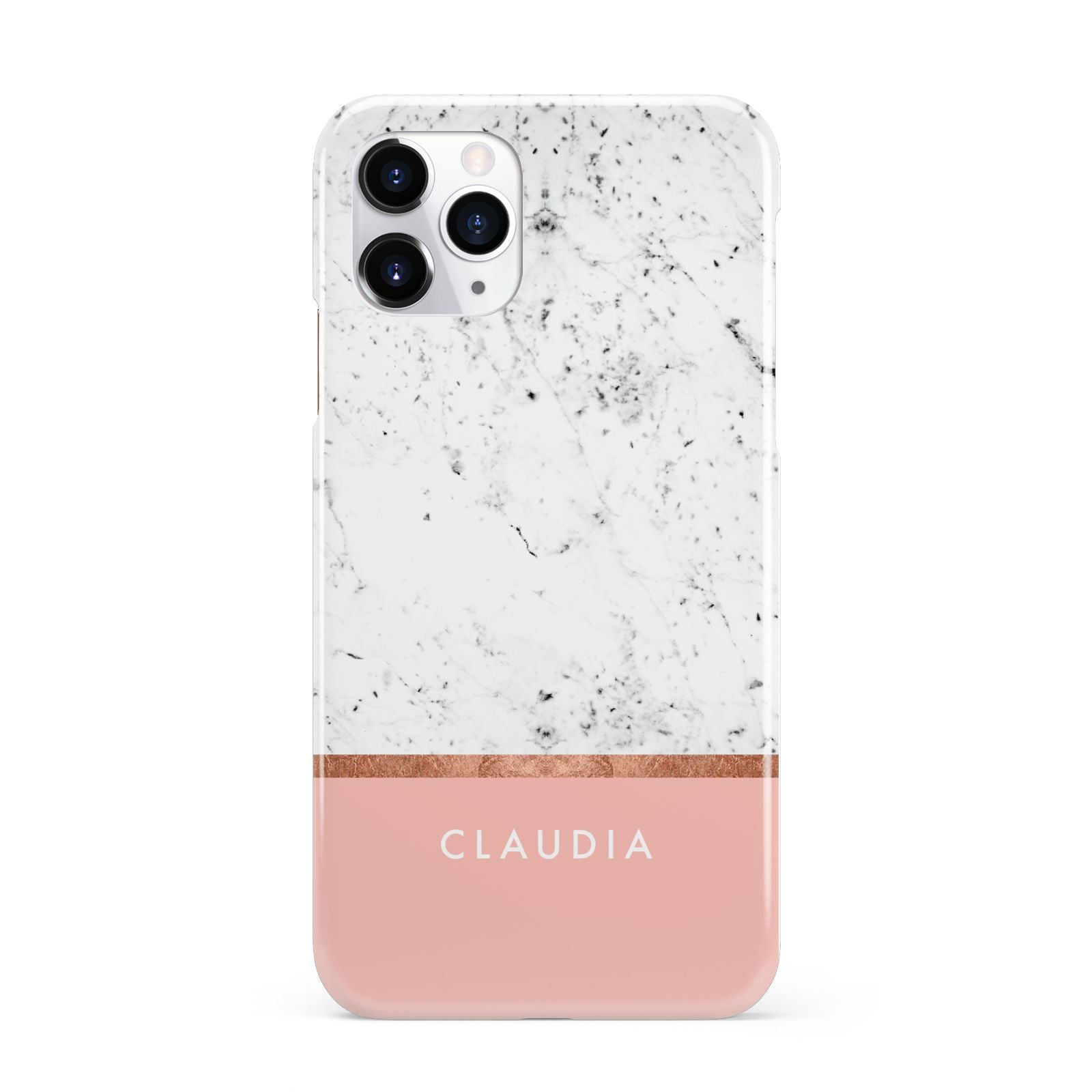 Personalised Marble With Name Initials Pink iPhone 11 Pro 3D Snap Case