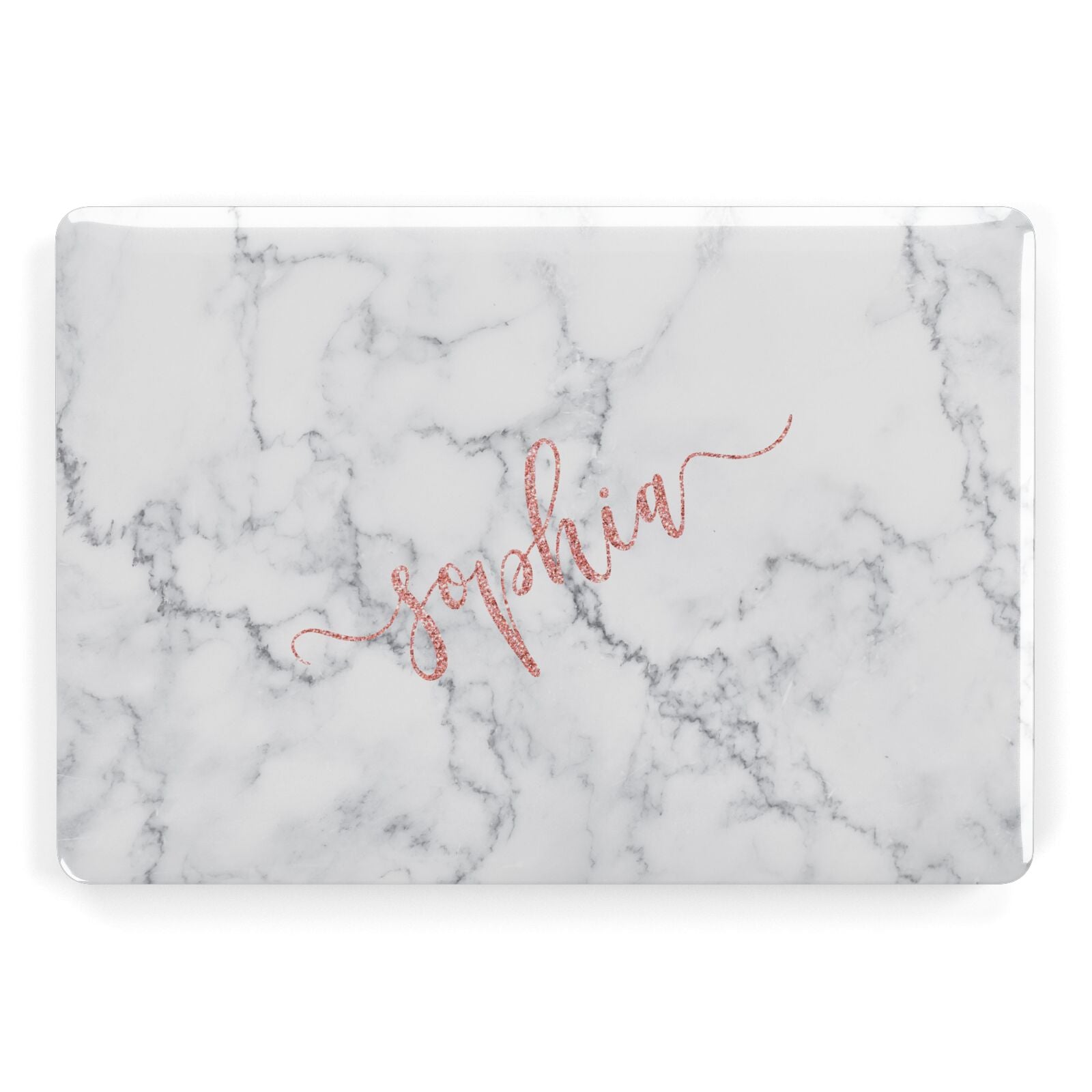 Personalised Marble with Pink Glitter Text Apple MacBook Case