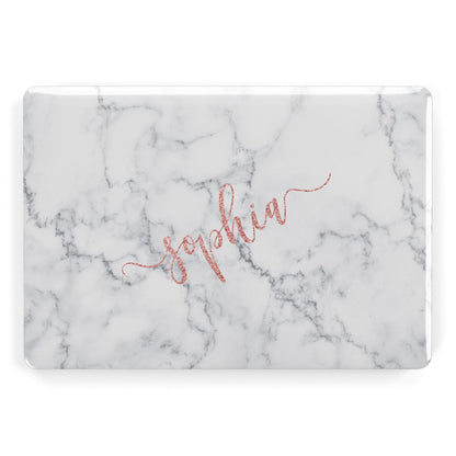 Personalised Marble with Pink Glitter Text Apple MacBook Case