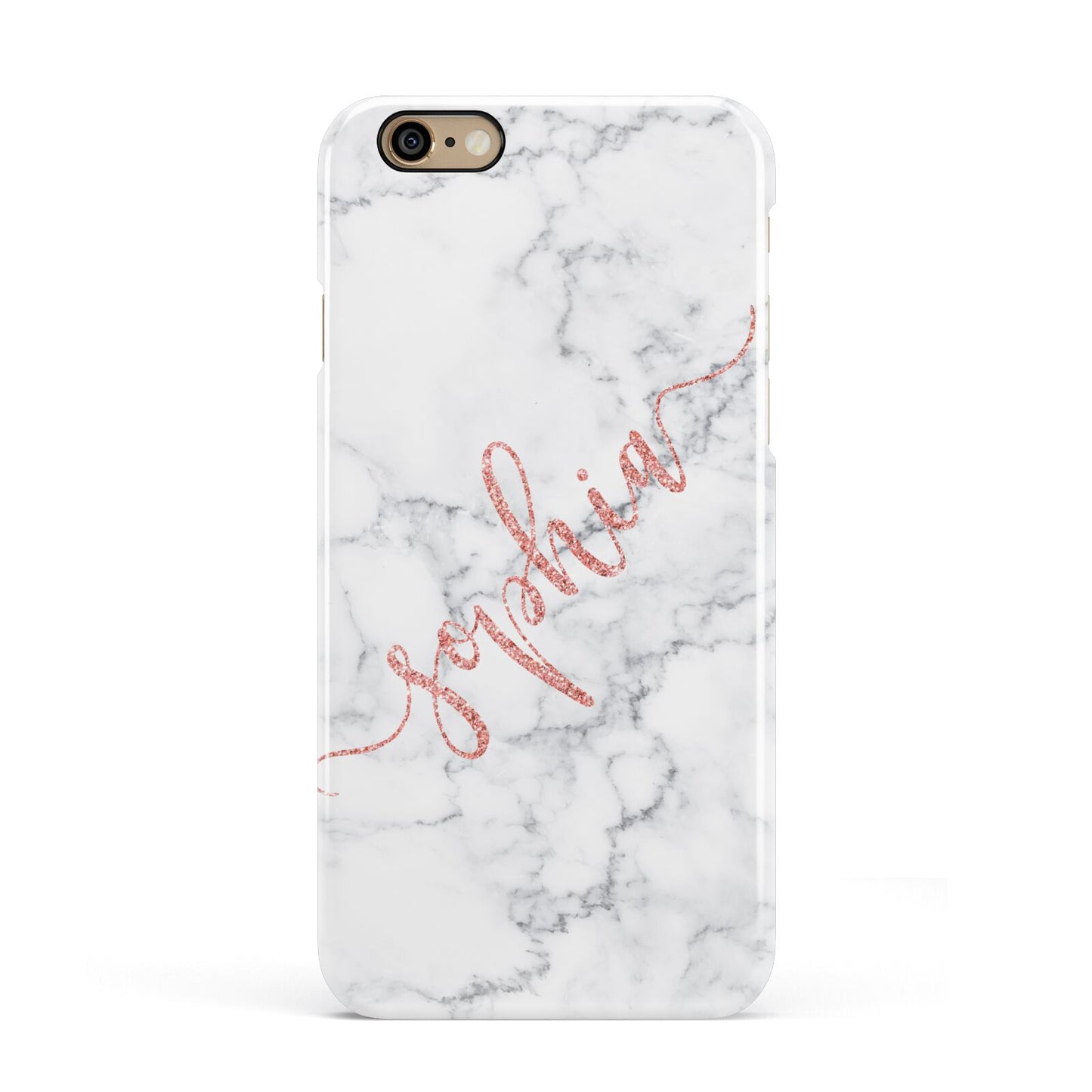 Personalised Marble with Pink Glitter Text Apple iPhone 6 3D Snap Case