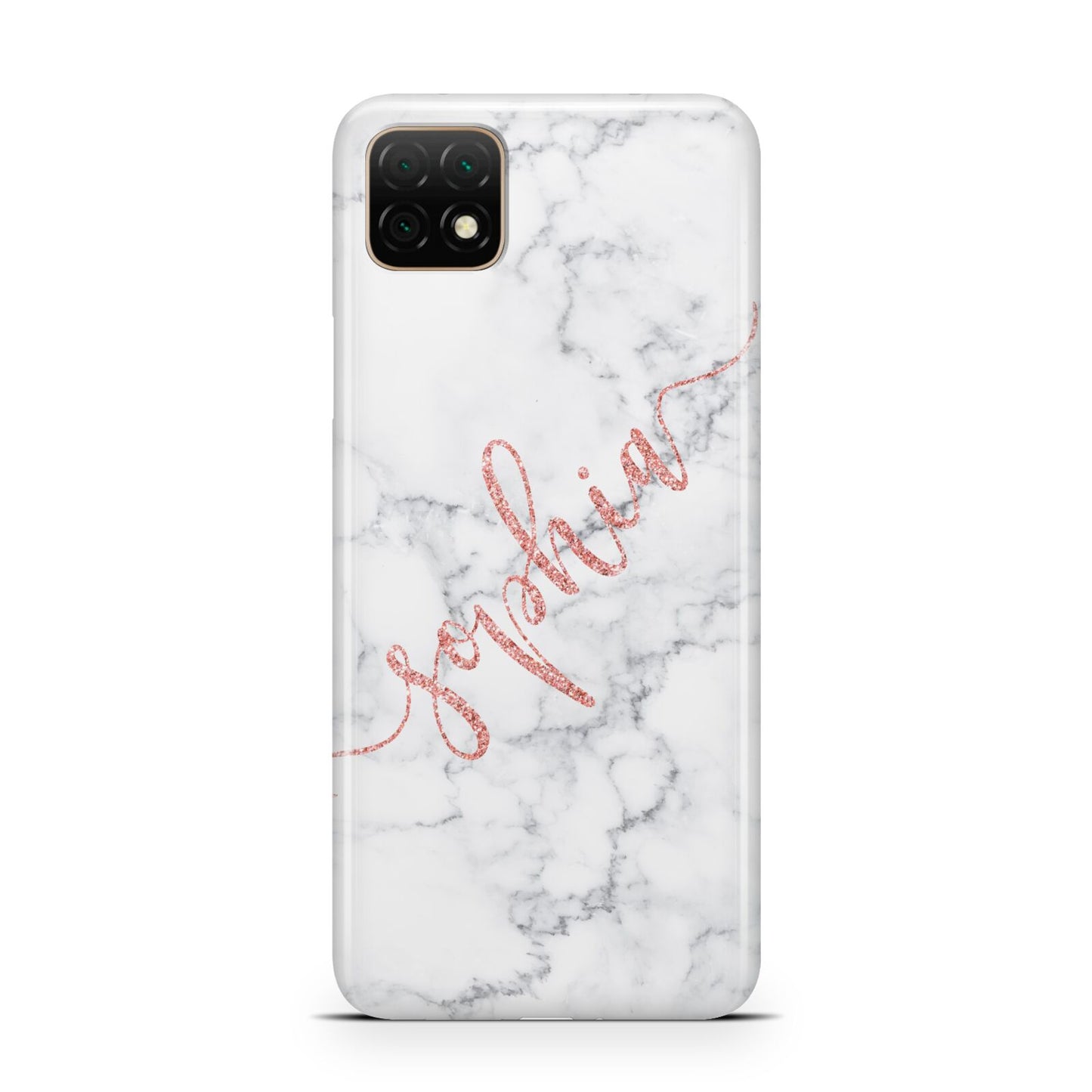 Personalised Marble with Pink Glitter Text Huawei Enjoy 20 Phone Case