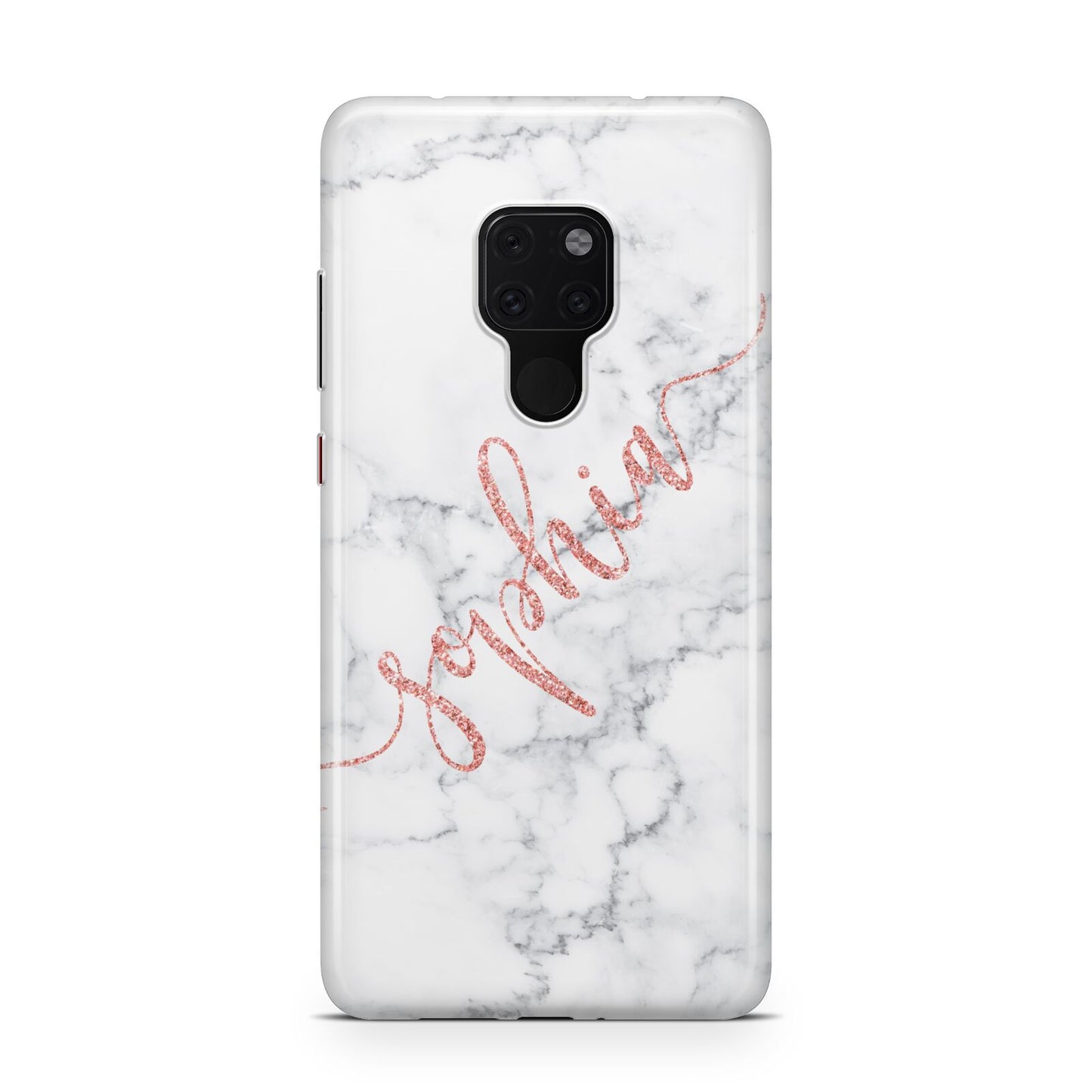 Personalised Marble with Pink Glitter Text Huawei Mate 20 Phone Case