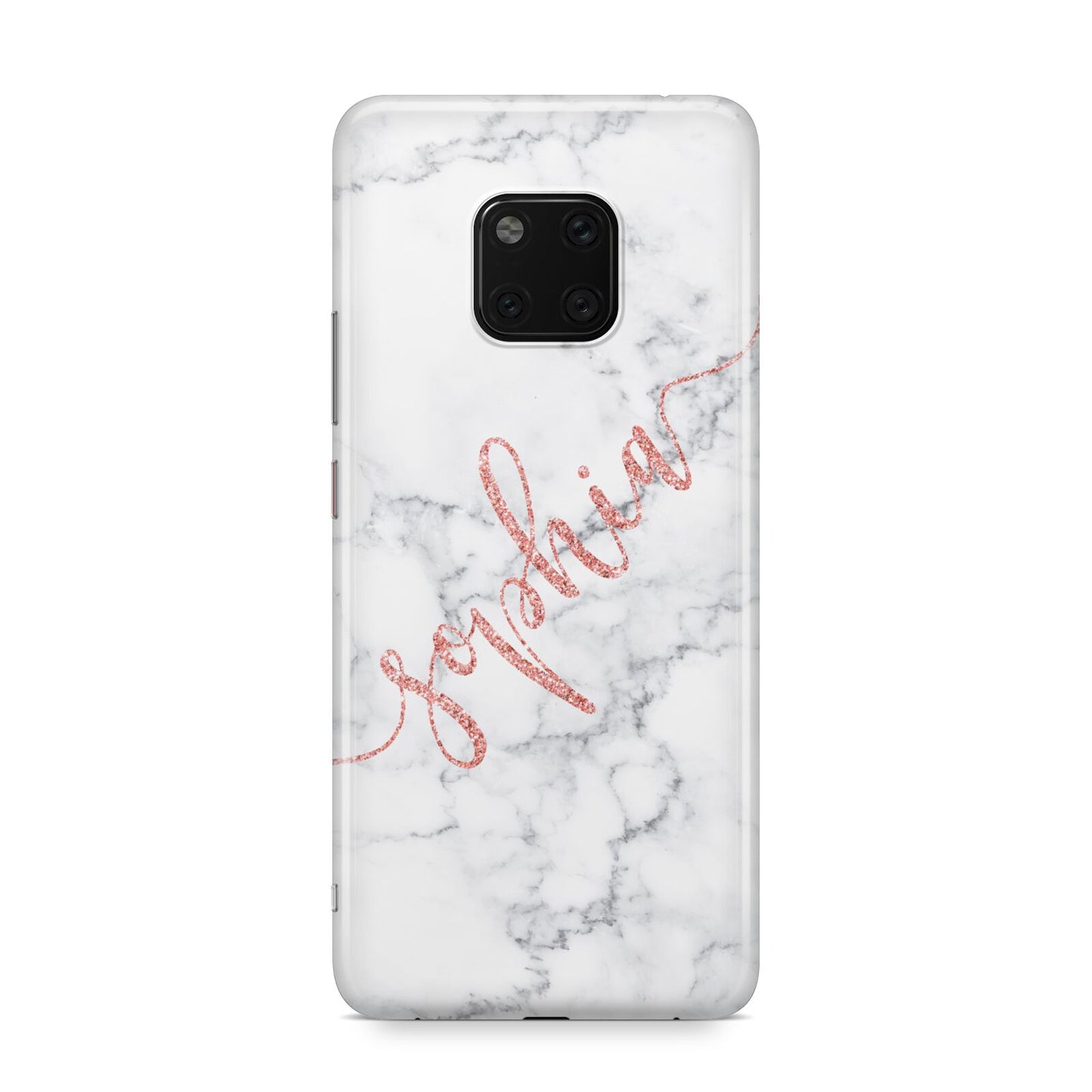 Personalised Marble with Pink Glitter Text Huawei Mate 20 Pro Phone Case