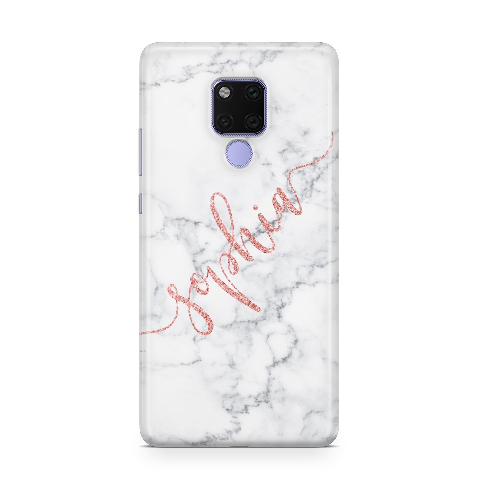 Personalised Marble with Pink Glitter Text Huawei Mate 20X Phone Case