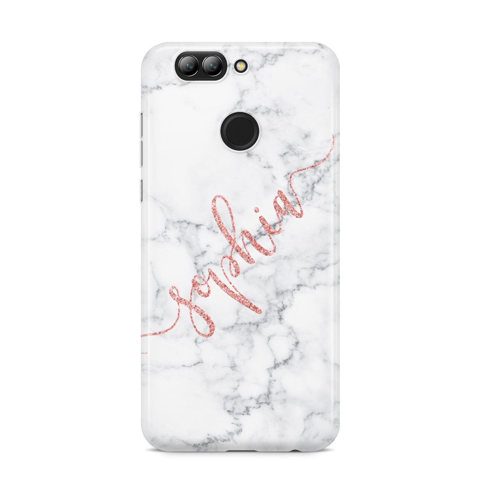 Personalised Marble with Pink Glitter Text Huawei Nova 2s Phone Case